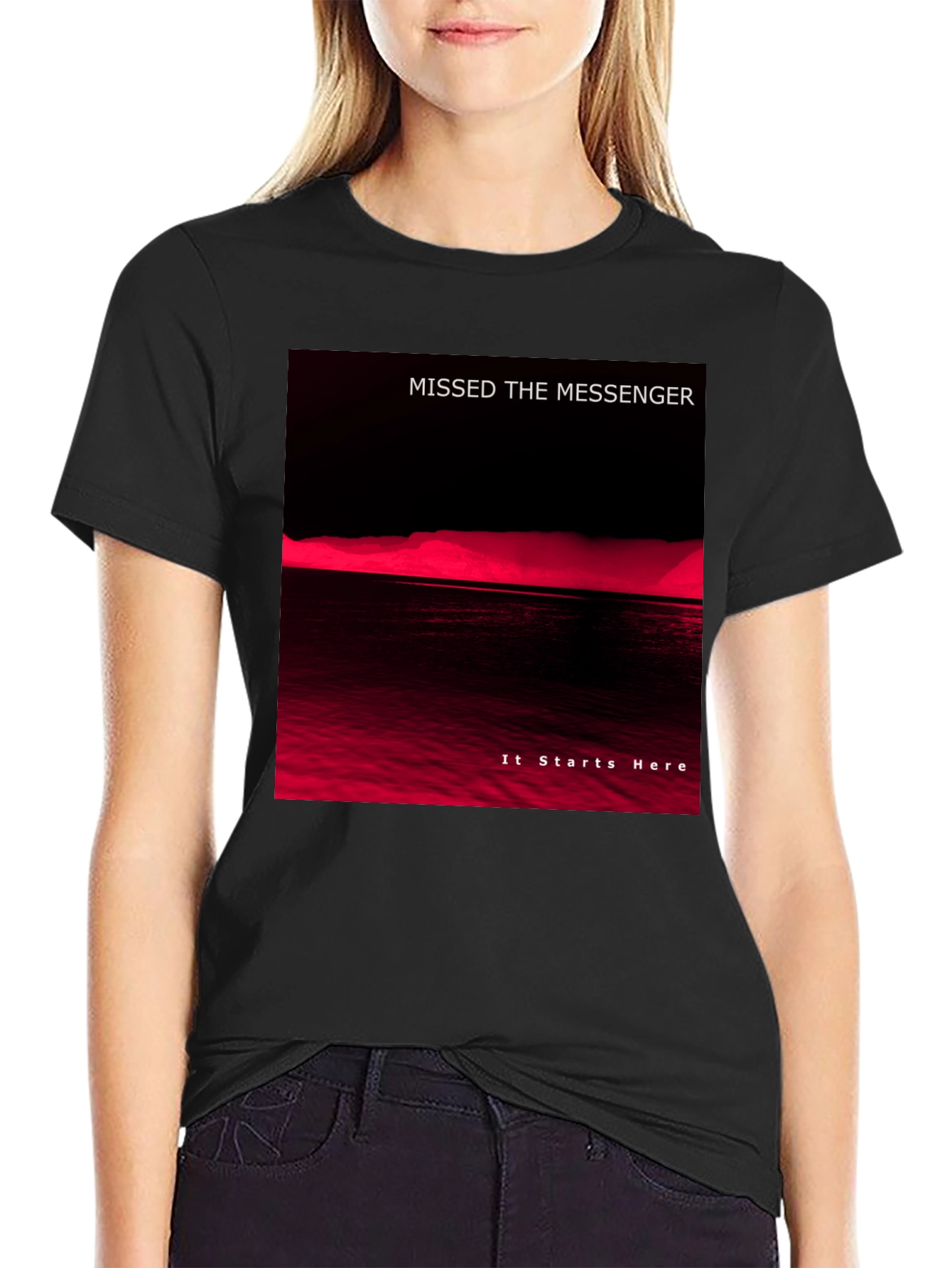 Missed the Messenger Black Graphic T-Shirt
