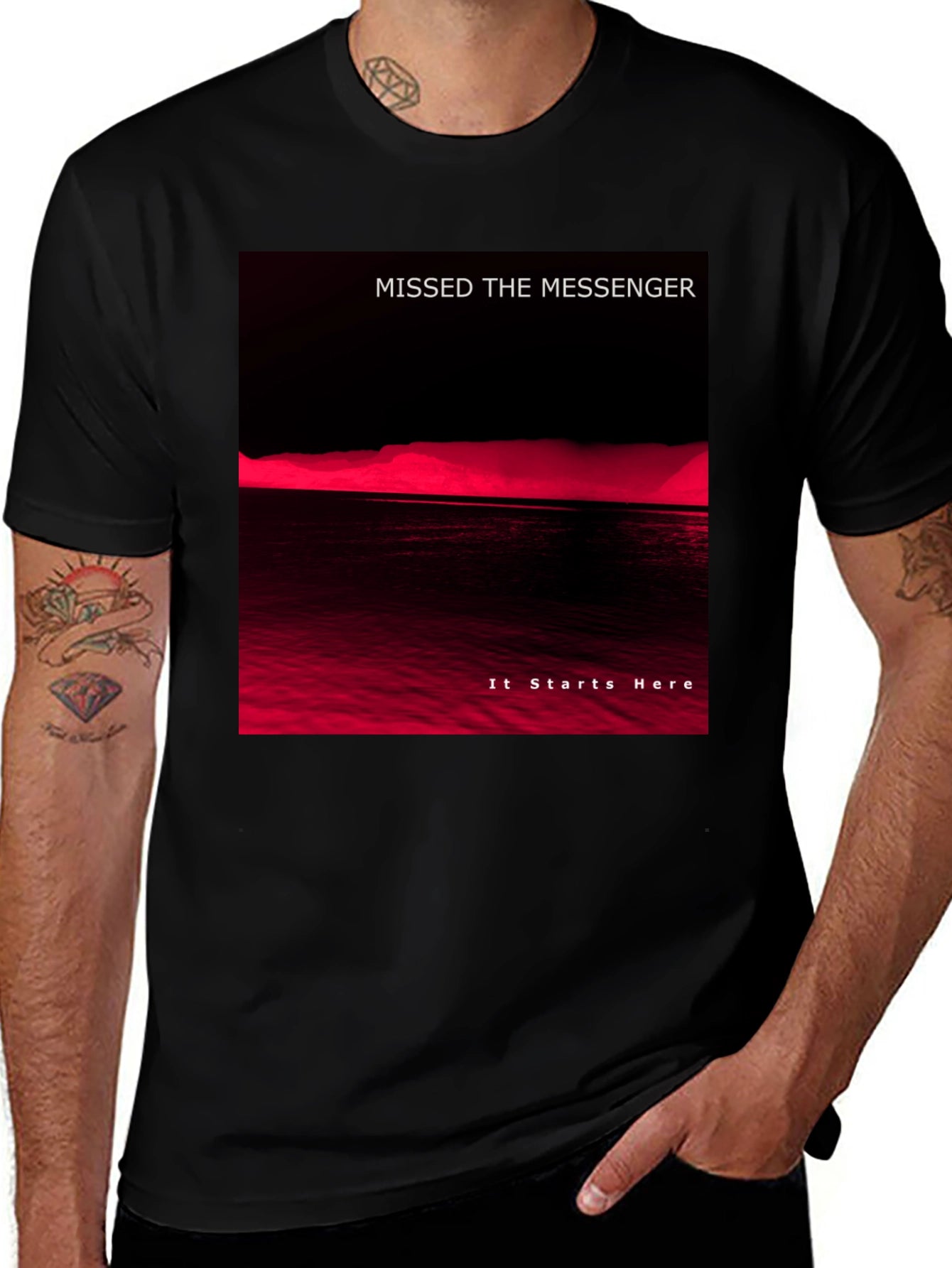 Missed the Messenger Black Graphic T-Shirt