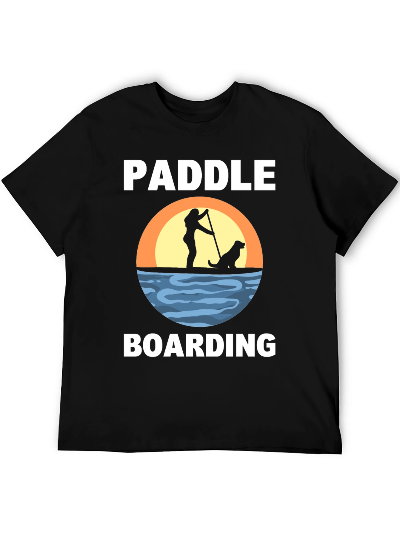 Paddle Boarding T-Shirt with Dog Silhouette