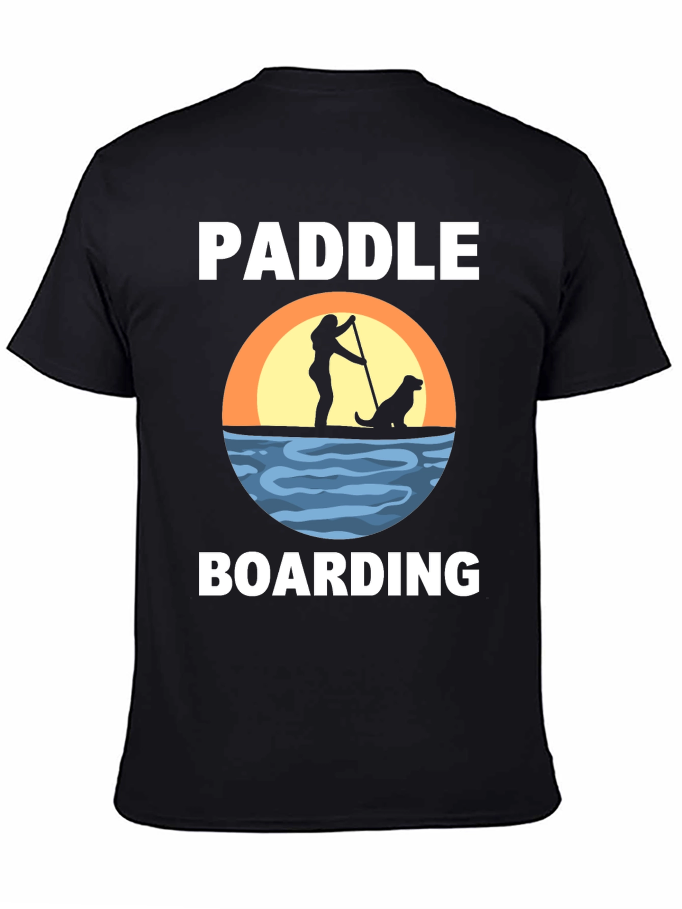 Paddle Boarding T-Shirt with Dog Silhouette