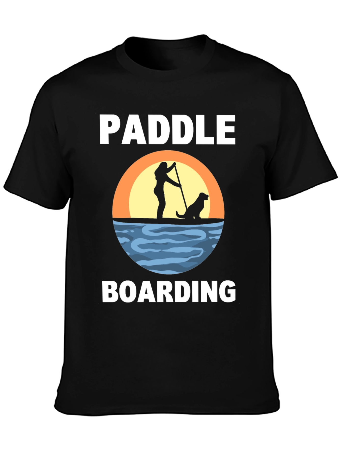 Paddle Boarding T-Shirt with Dog Silhouette