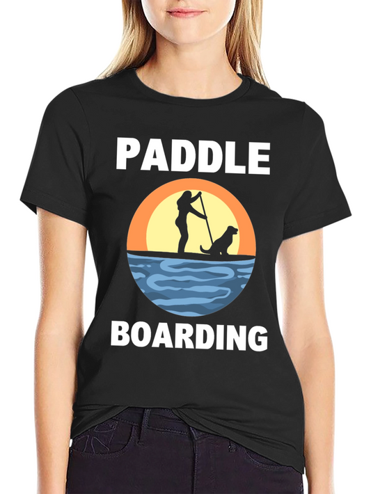 Paddle Boarding T-Shirt with Dog Silhouette
