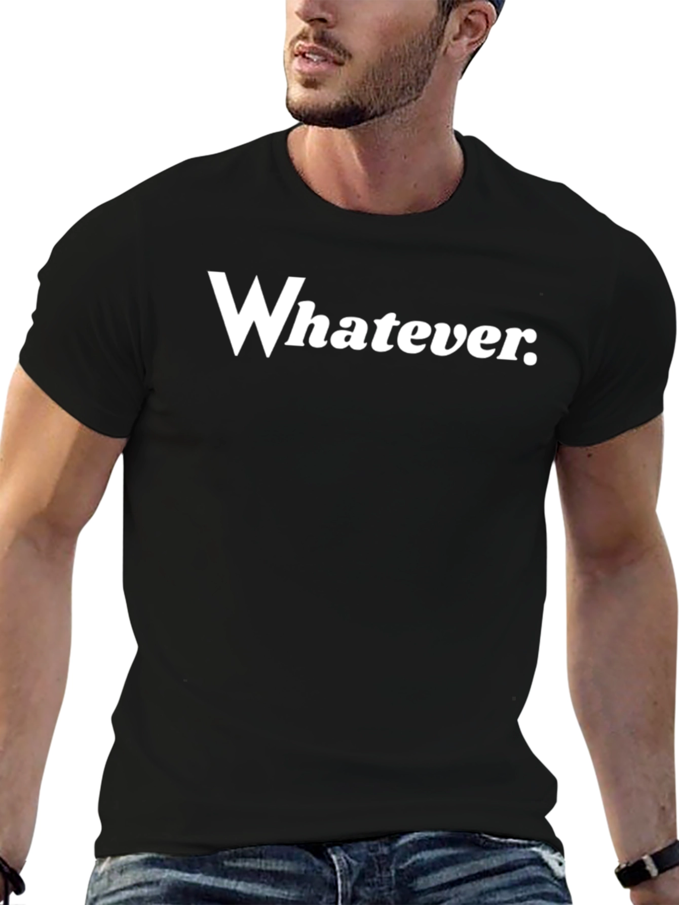 Whatever Graphic Tee - Casual Black Cotton T-Shirt