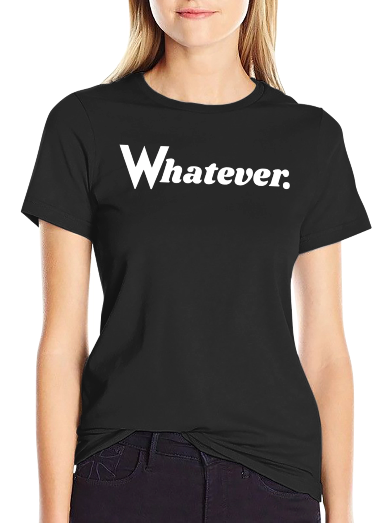Whatever Graphic Tee - Casual Black Cotton T-Shirt