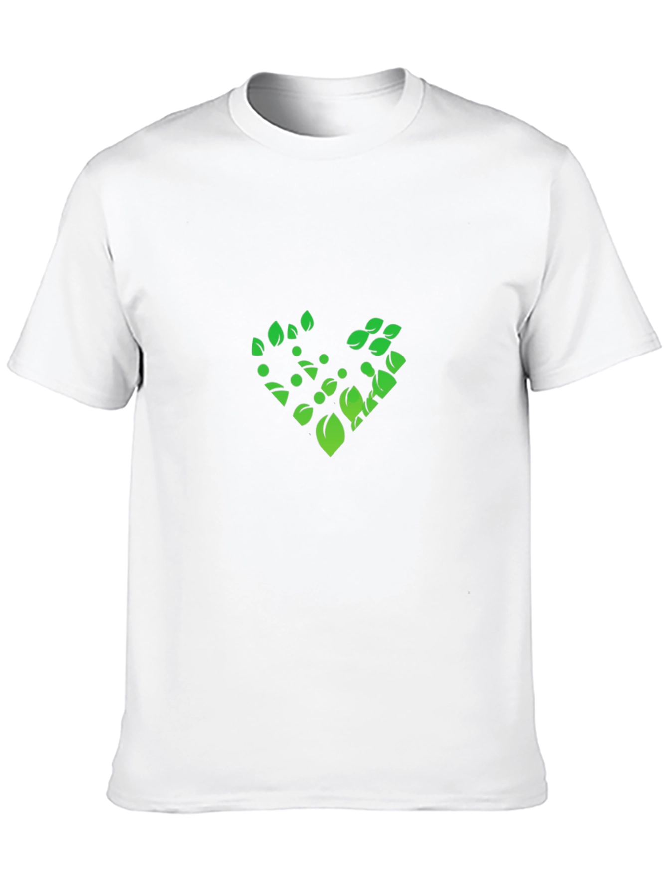 Green Leaf Heart Graphic Black T-Shirt