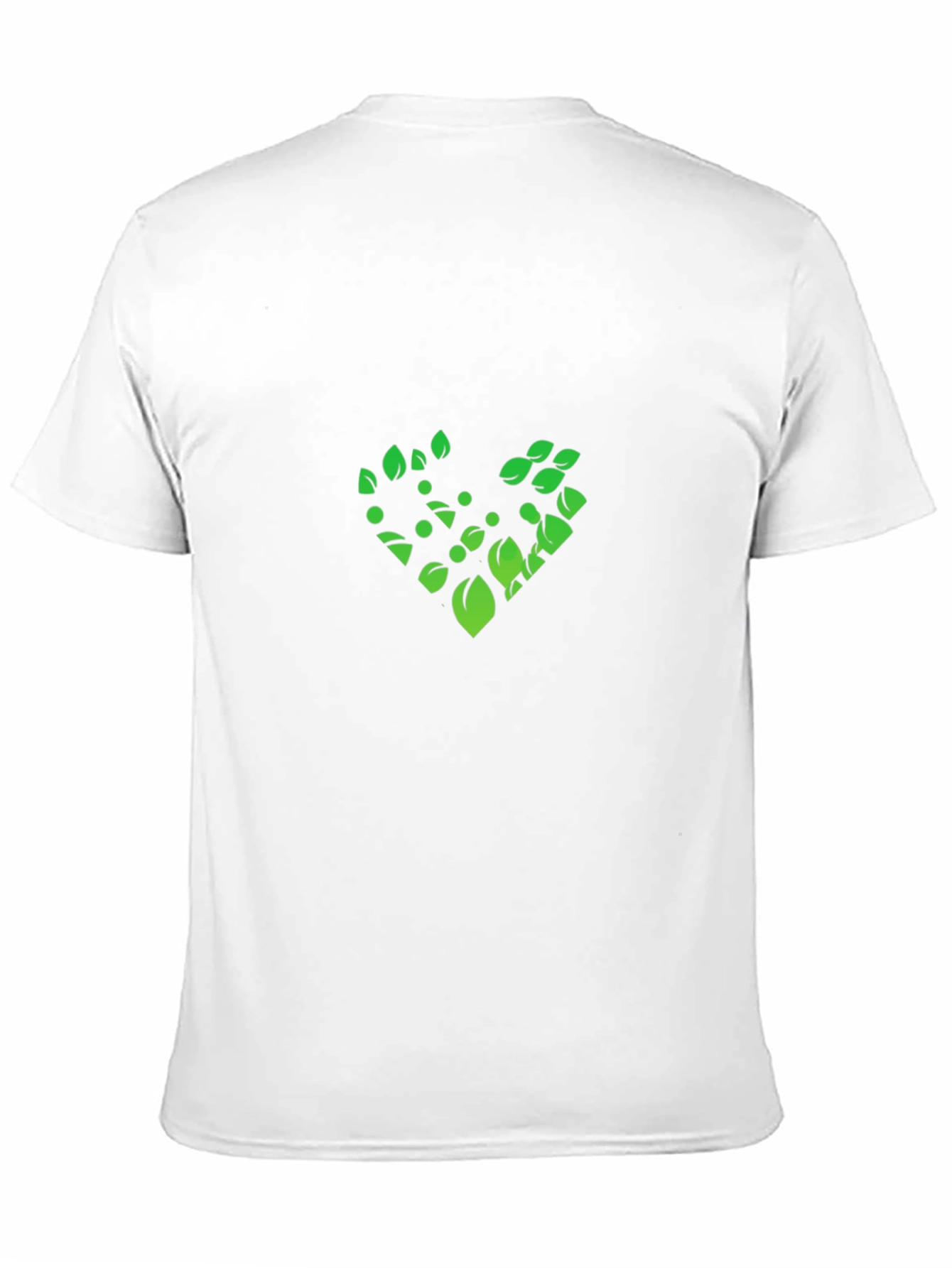 Green Leaf Heart Graphic Black T-Shirt