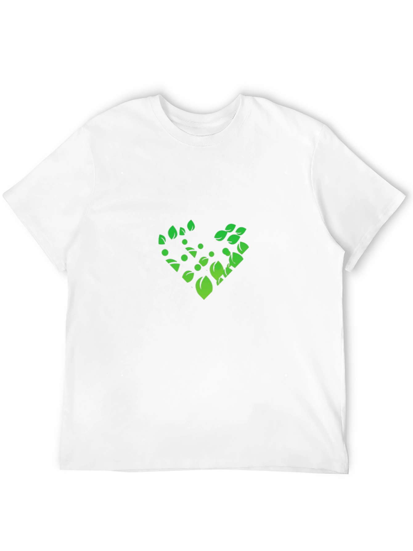 Green Leaf Heart Graphic Black T-Shirt