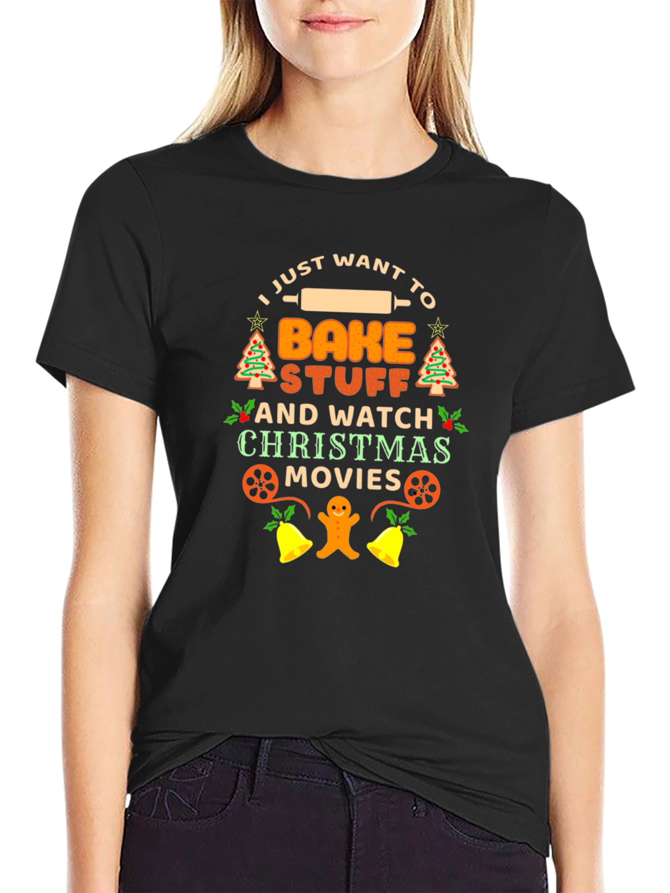 I Just Want to Bake Stuff Christmas T-Shirt