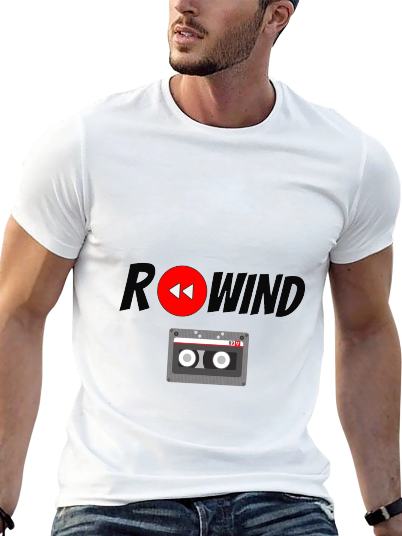 Rewind Cassette Tape Graphic T-Shirt - Retro Style