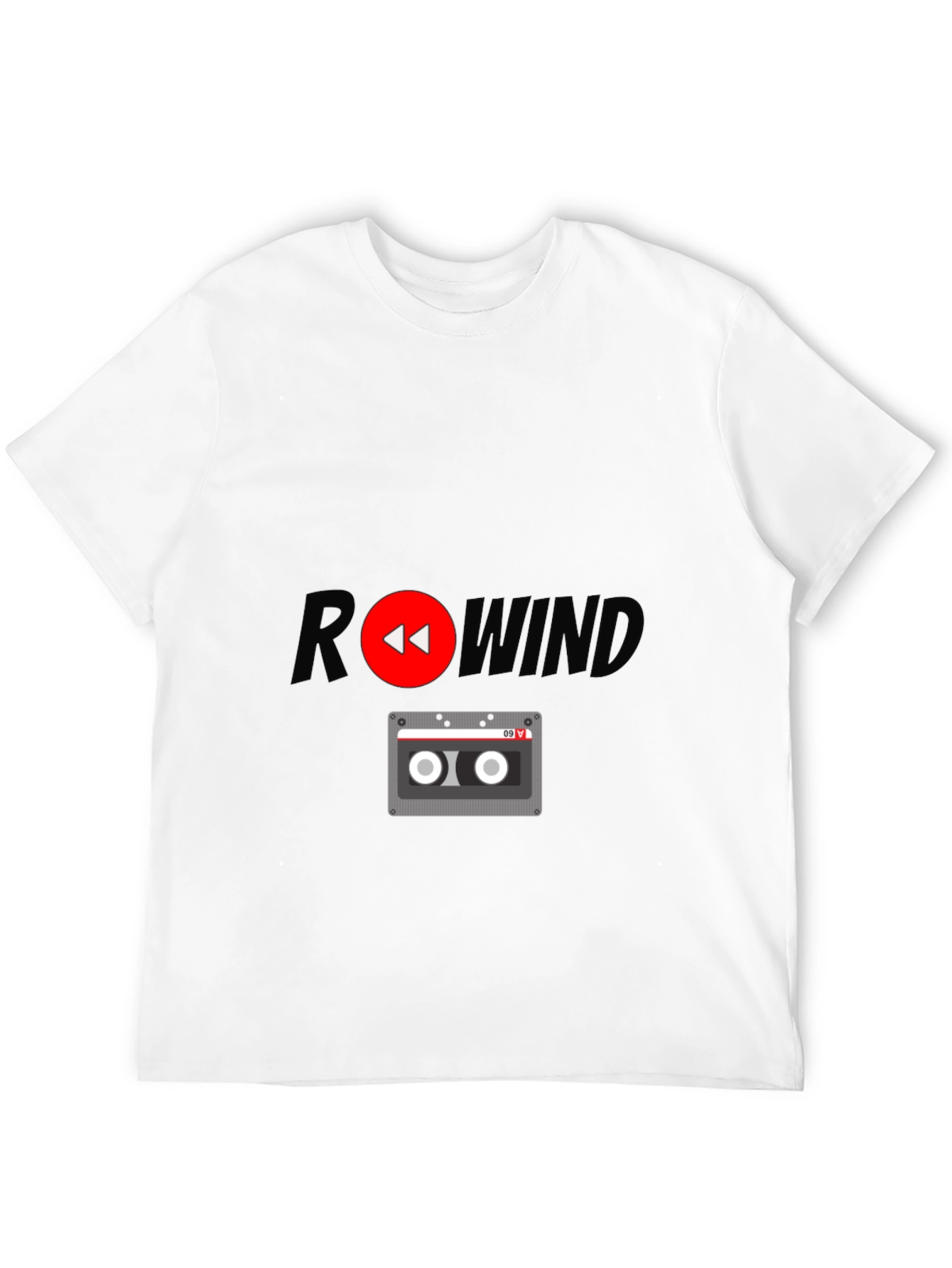 Rewind Cassette Tape Graphic T-Shirt - Retro Style