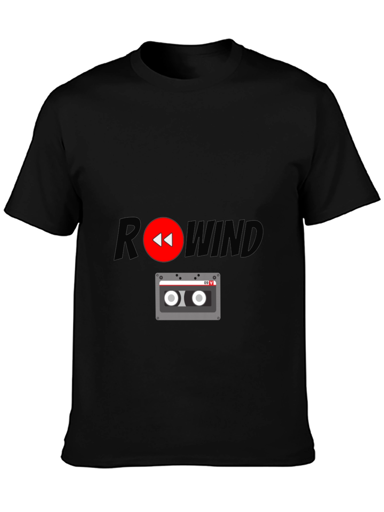 Rewind Cassette Tape Graphic T-Shirt - Retro Style