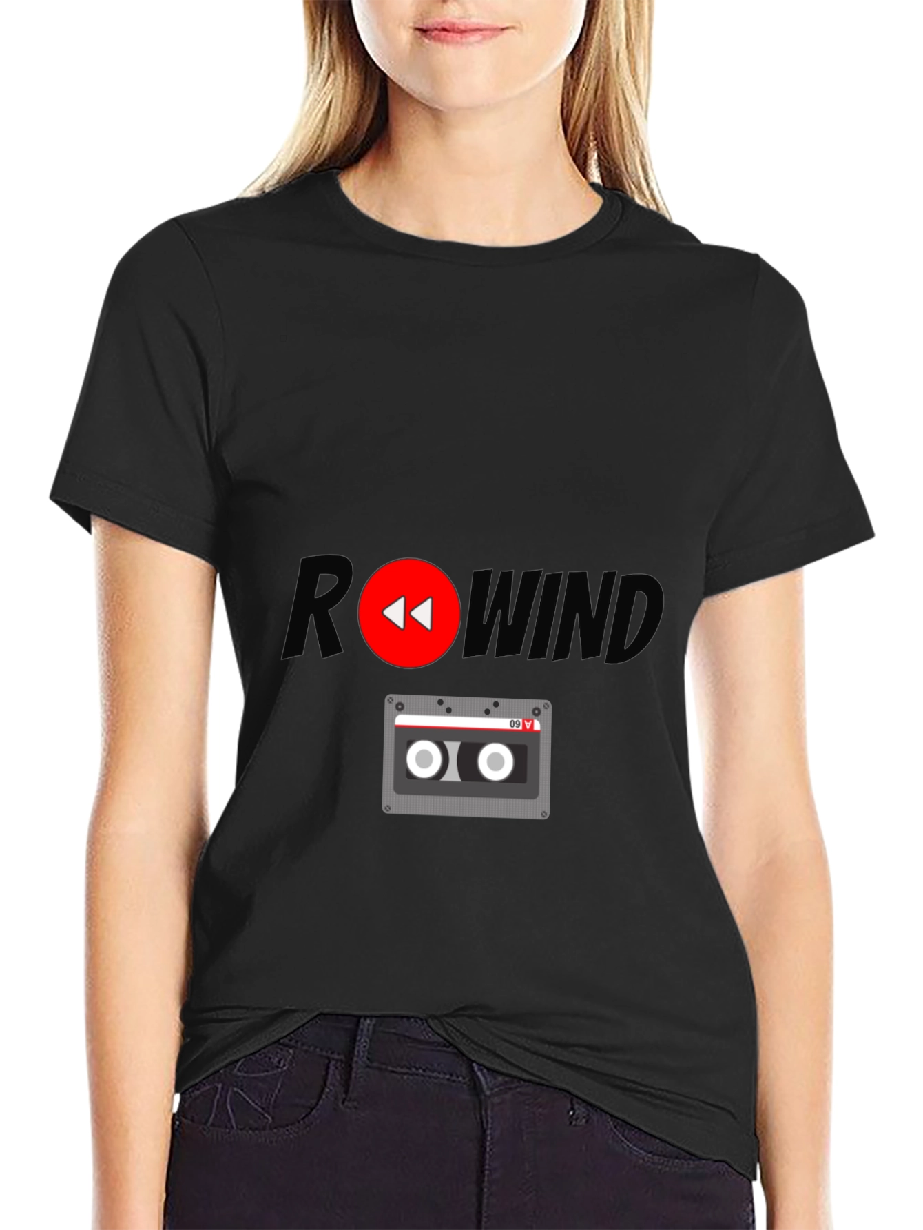 Rewind Cassette Tape Graphic T-Shirt - Retro Style