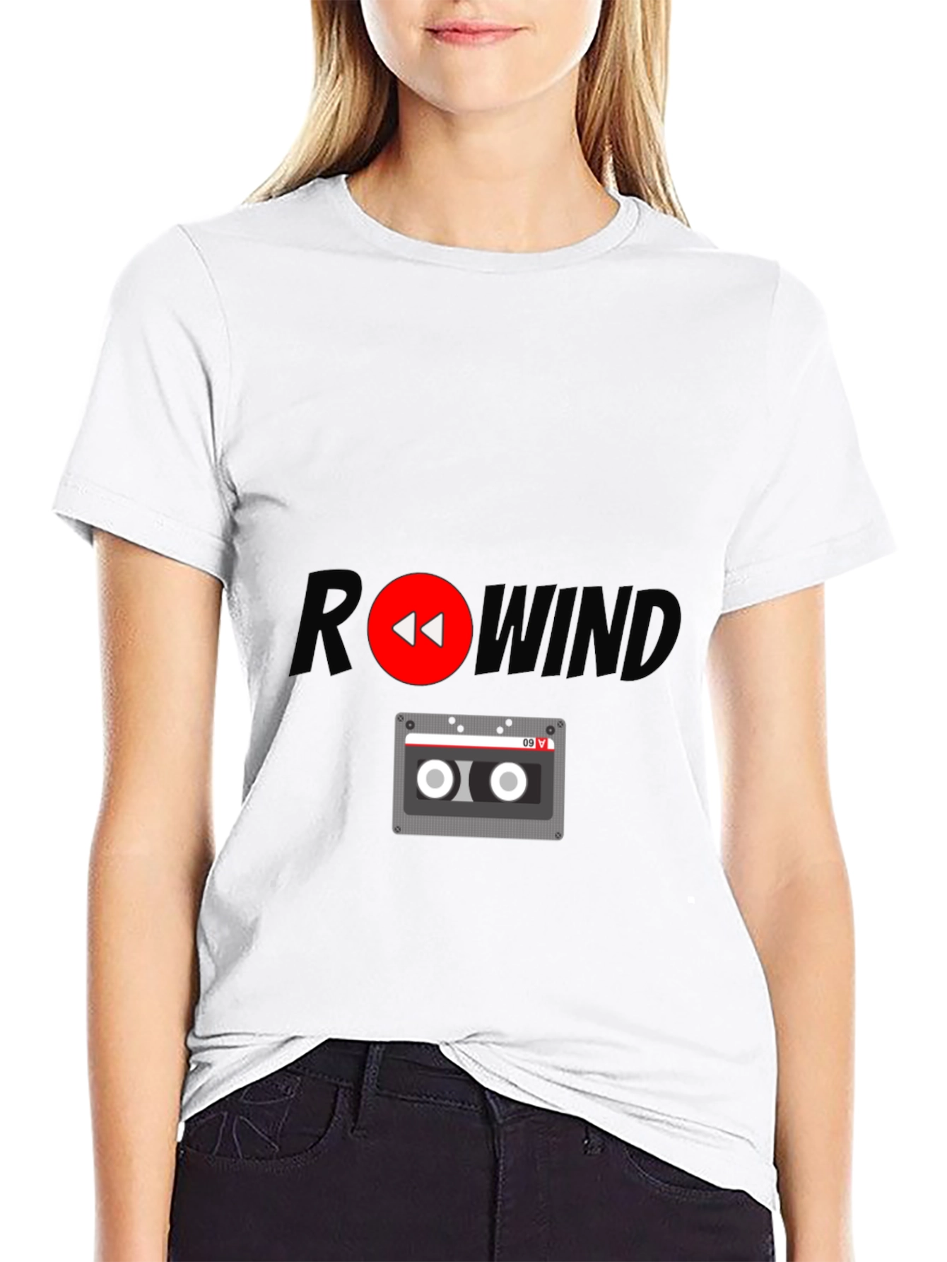 Rewind Cassette Tape Graphic T-Shirt - Retro Style