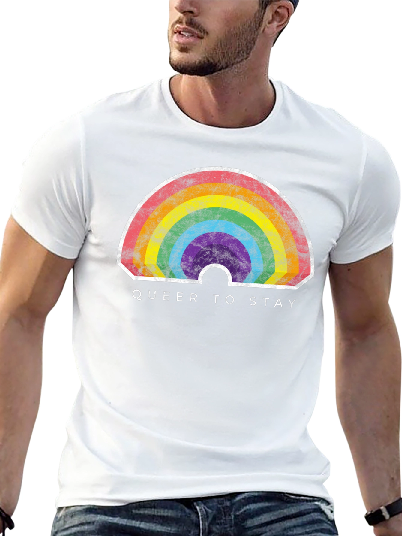 Queer to Stay Rainbow Graphic Tee
