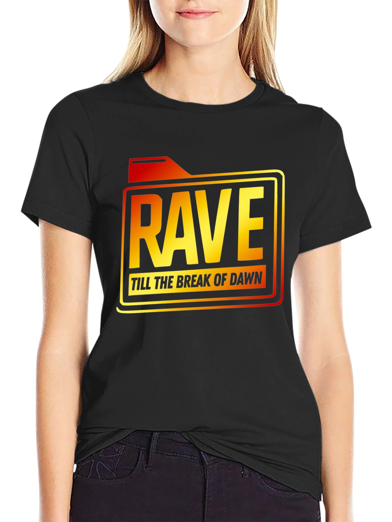 Rave Till Dawn Black Graphic Tee