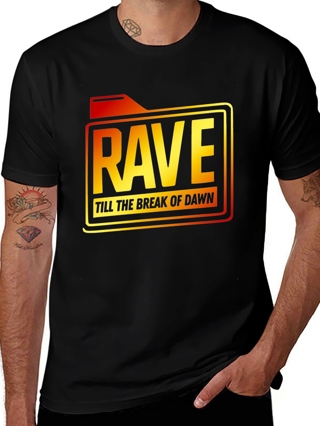 Rave Till Dawn Black Graphic Tee
