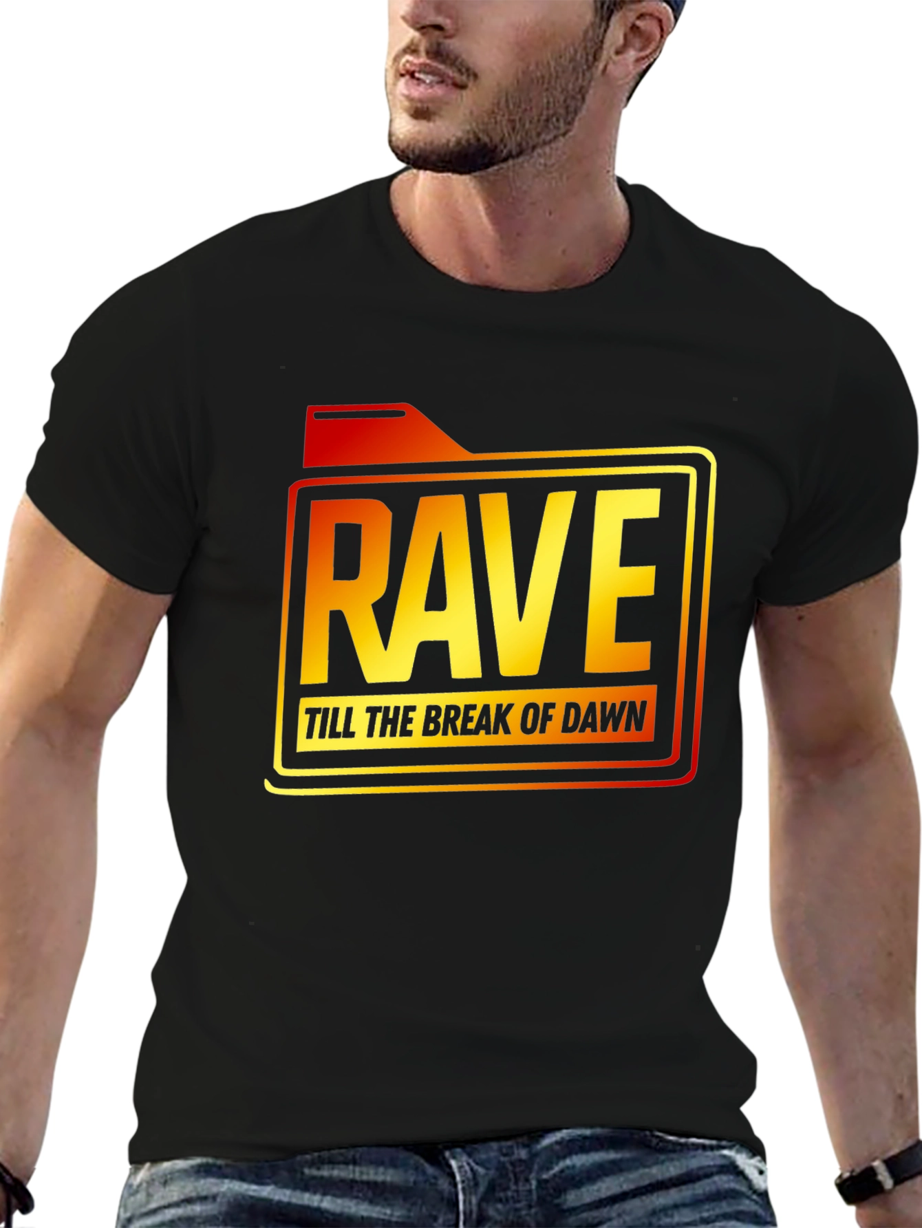 Rave Till Dawn Black Graphic Tee