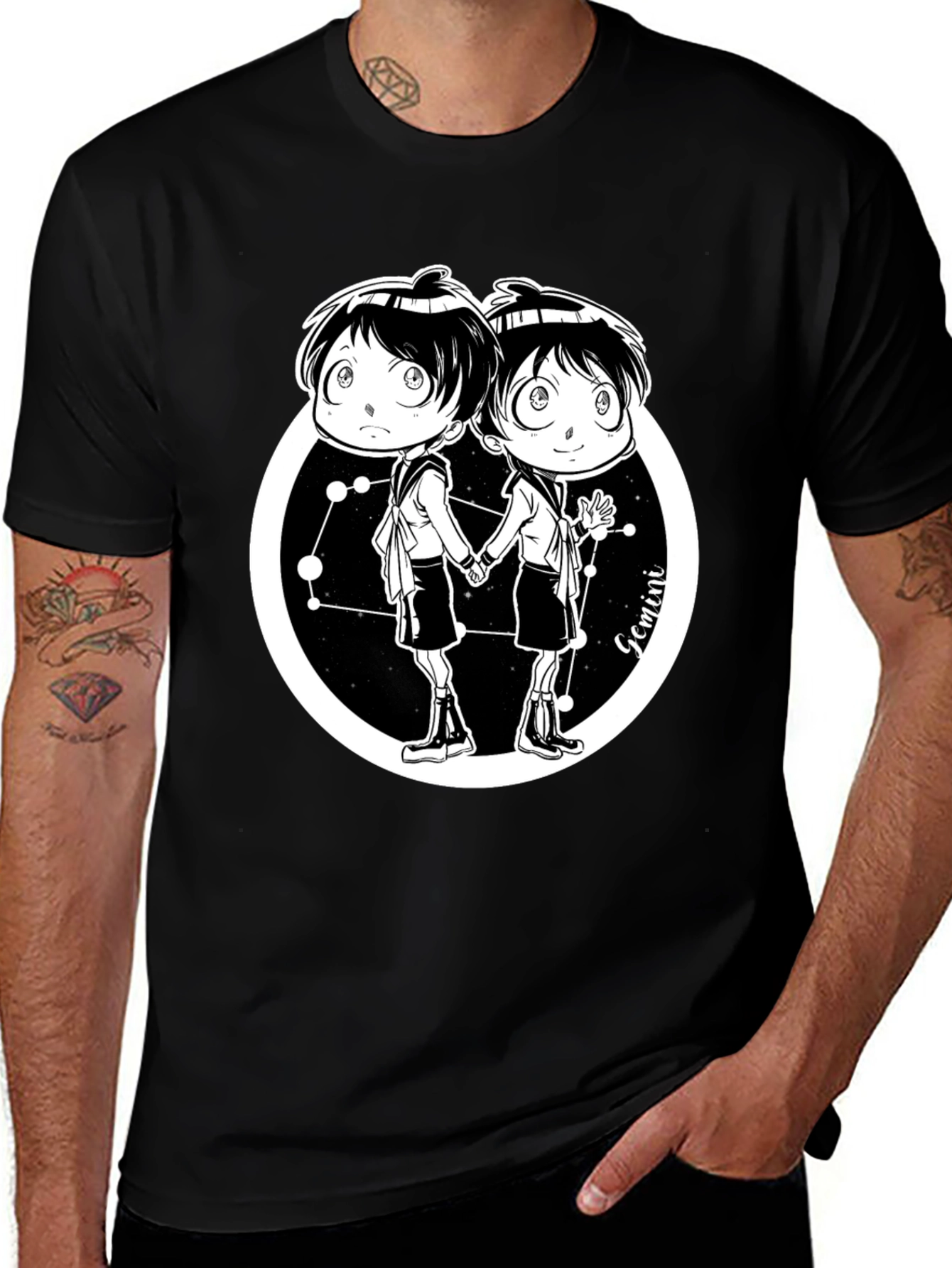 Gemini Zodiac Cartoon Graphic T-Shirt