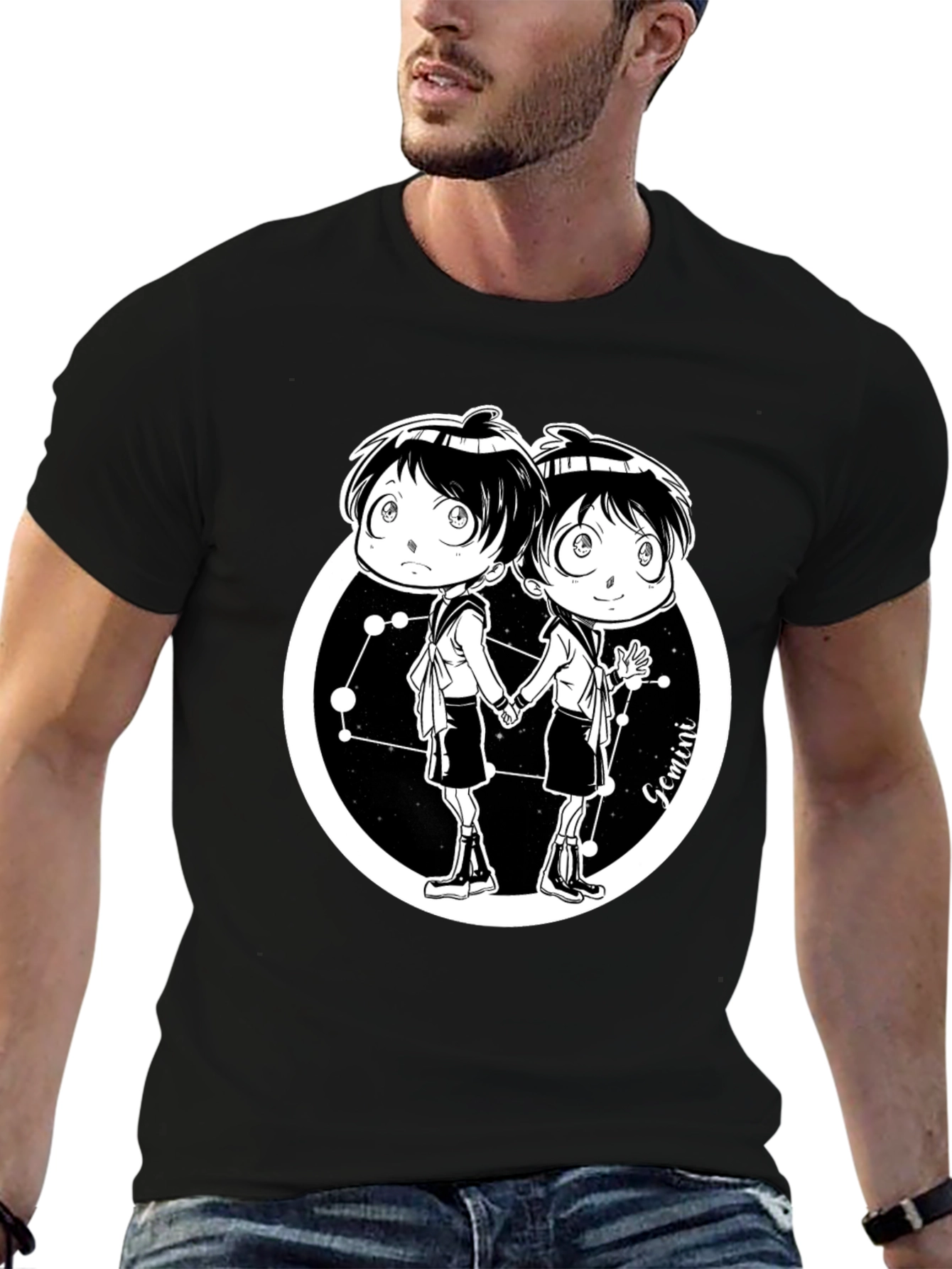 Gemini Zodiac Cartoon Graphic T-Shirt