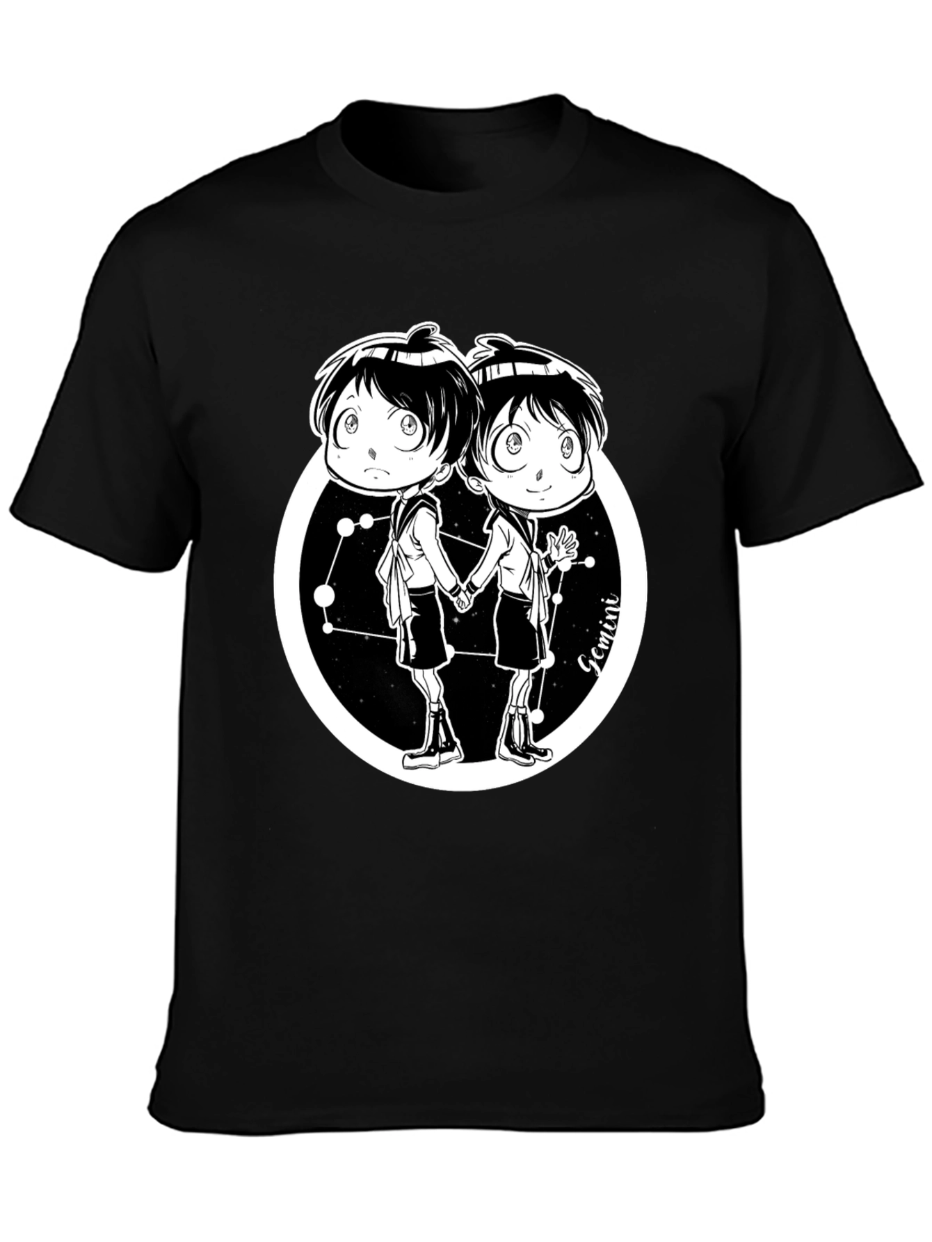 Gemini Zodiac Cartoon Graphic T-Shirt