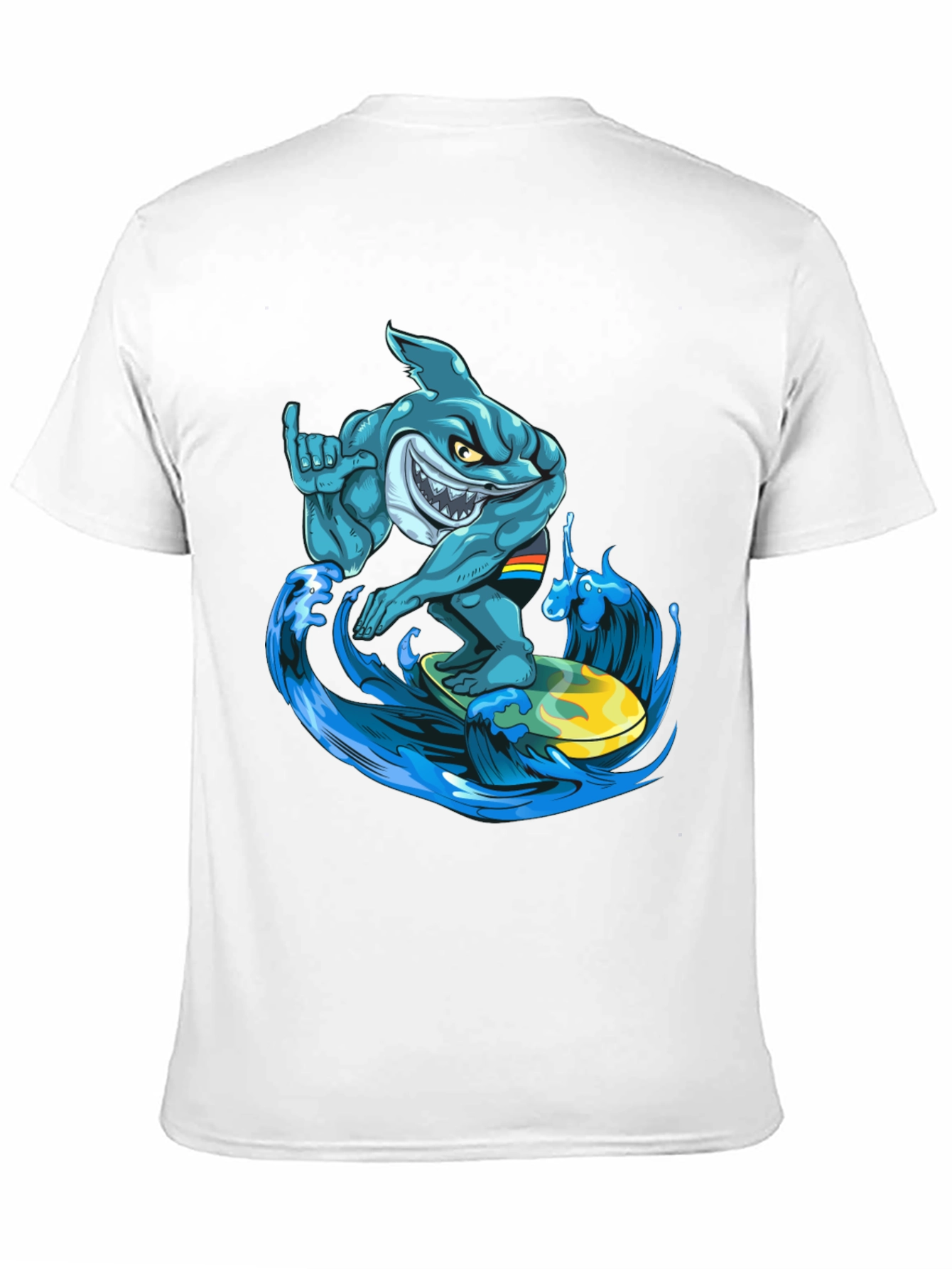 Surfing Shark Graphic T-Shirt - Cool Cartoon Design