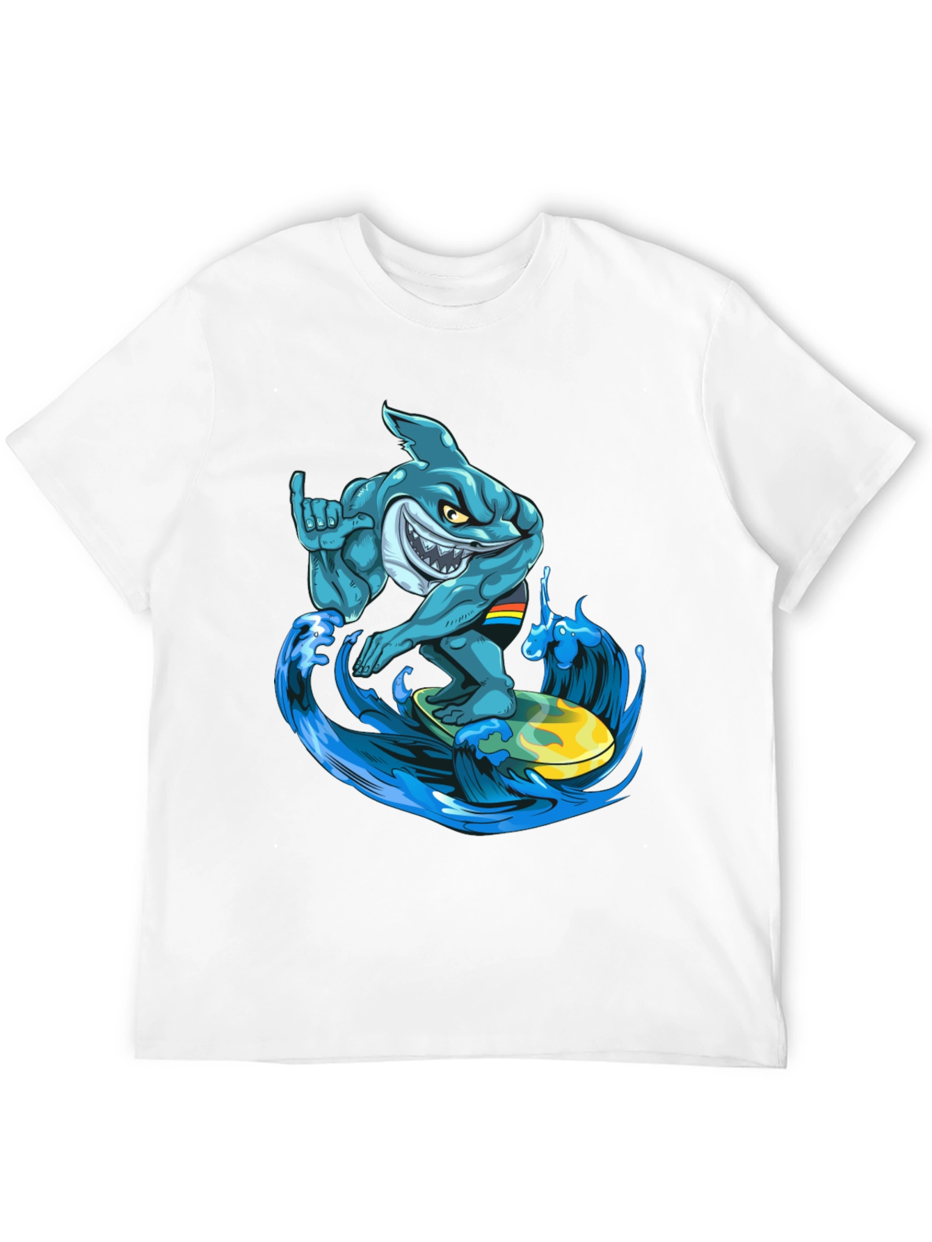 Surfing Shark Graphic T-Shirt - Cool Cartoon Design