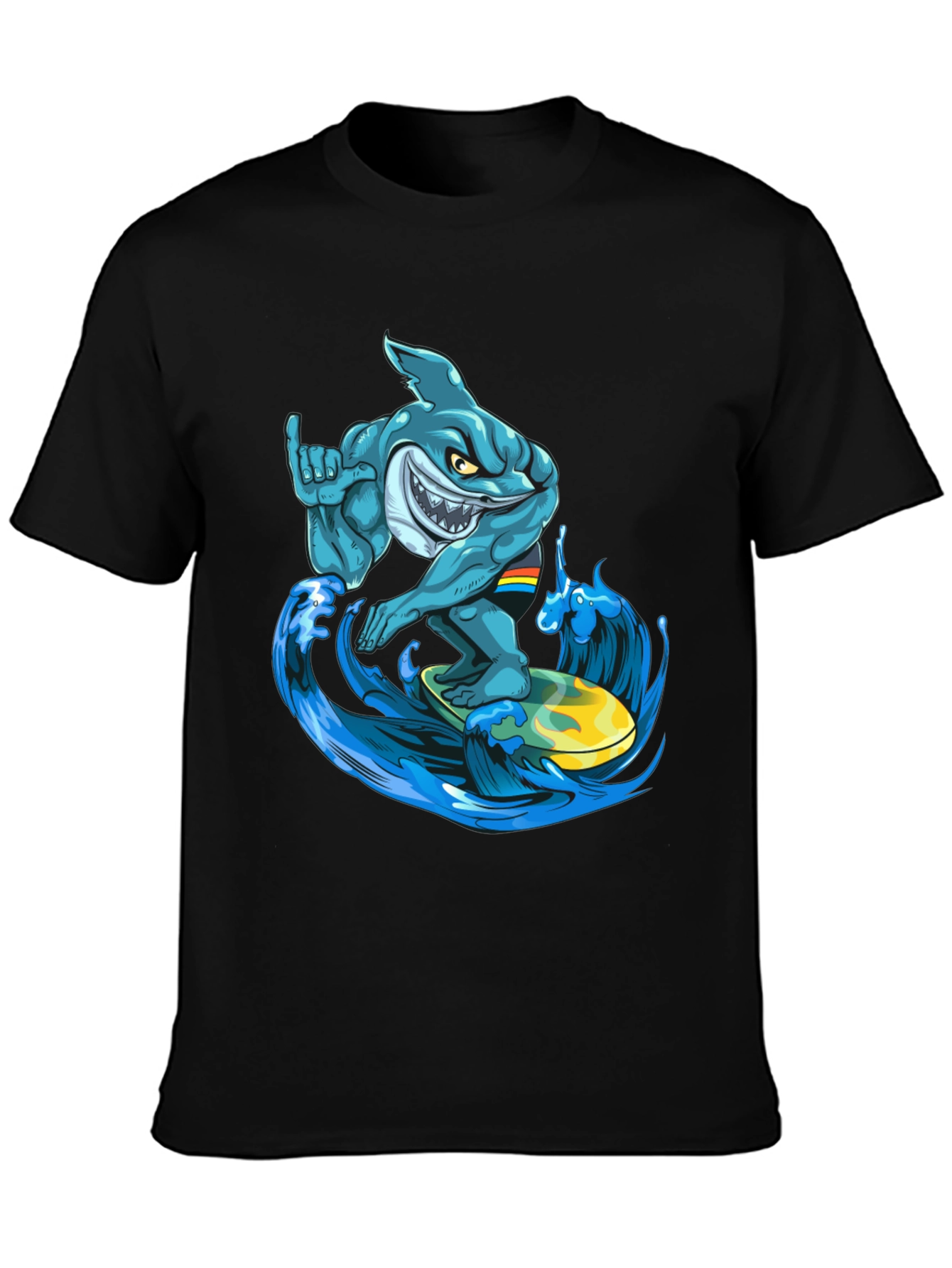 Surfing Shark Graphic T-Shirt - Cool Cartoon Design