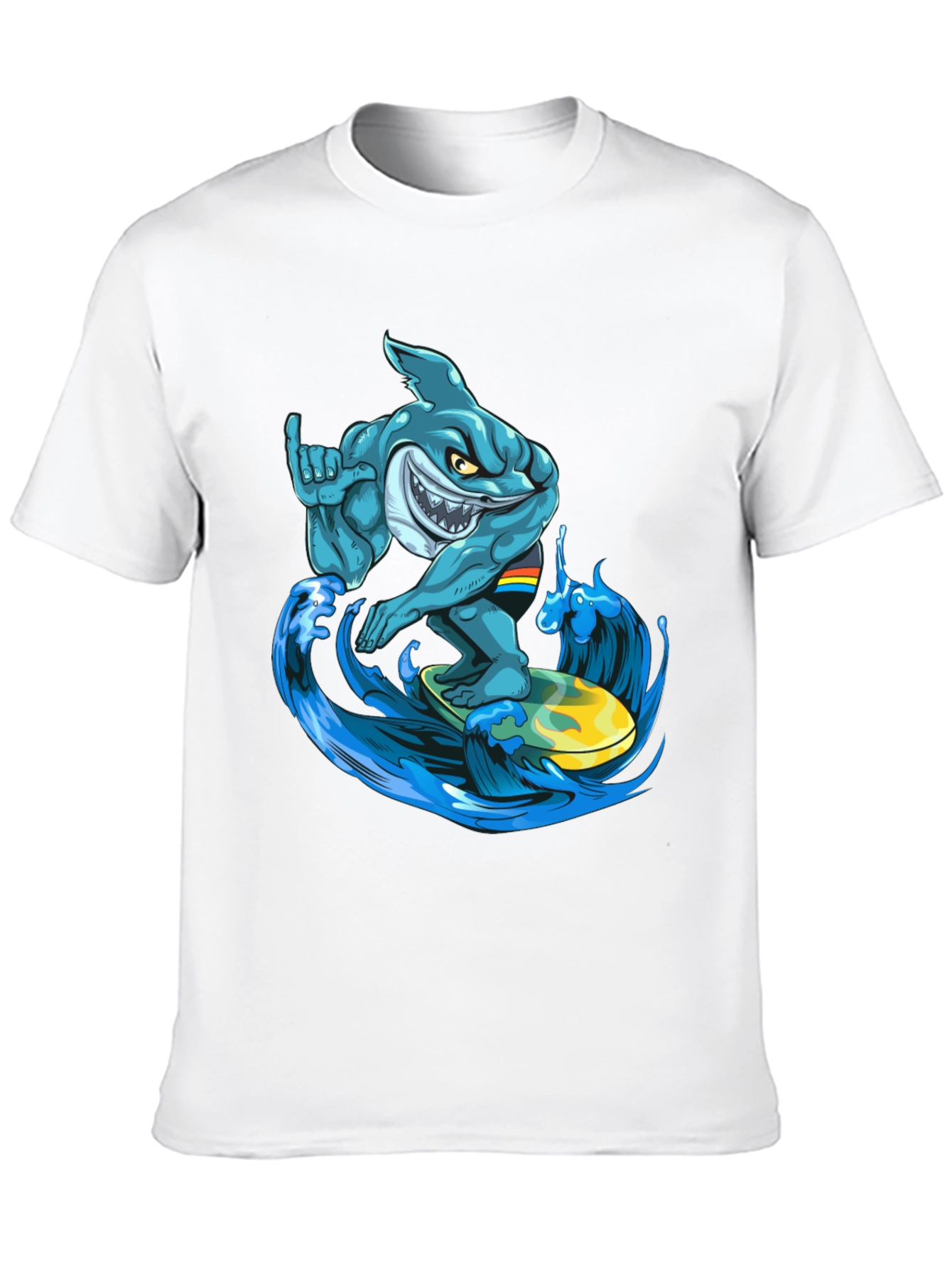 Surfing Shark Graphic T-Shirt - Cool Cartoon Design