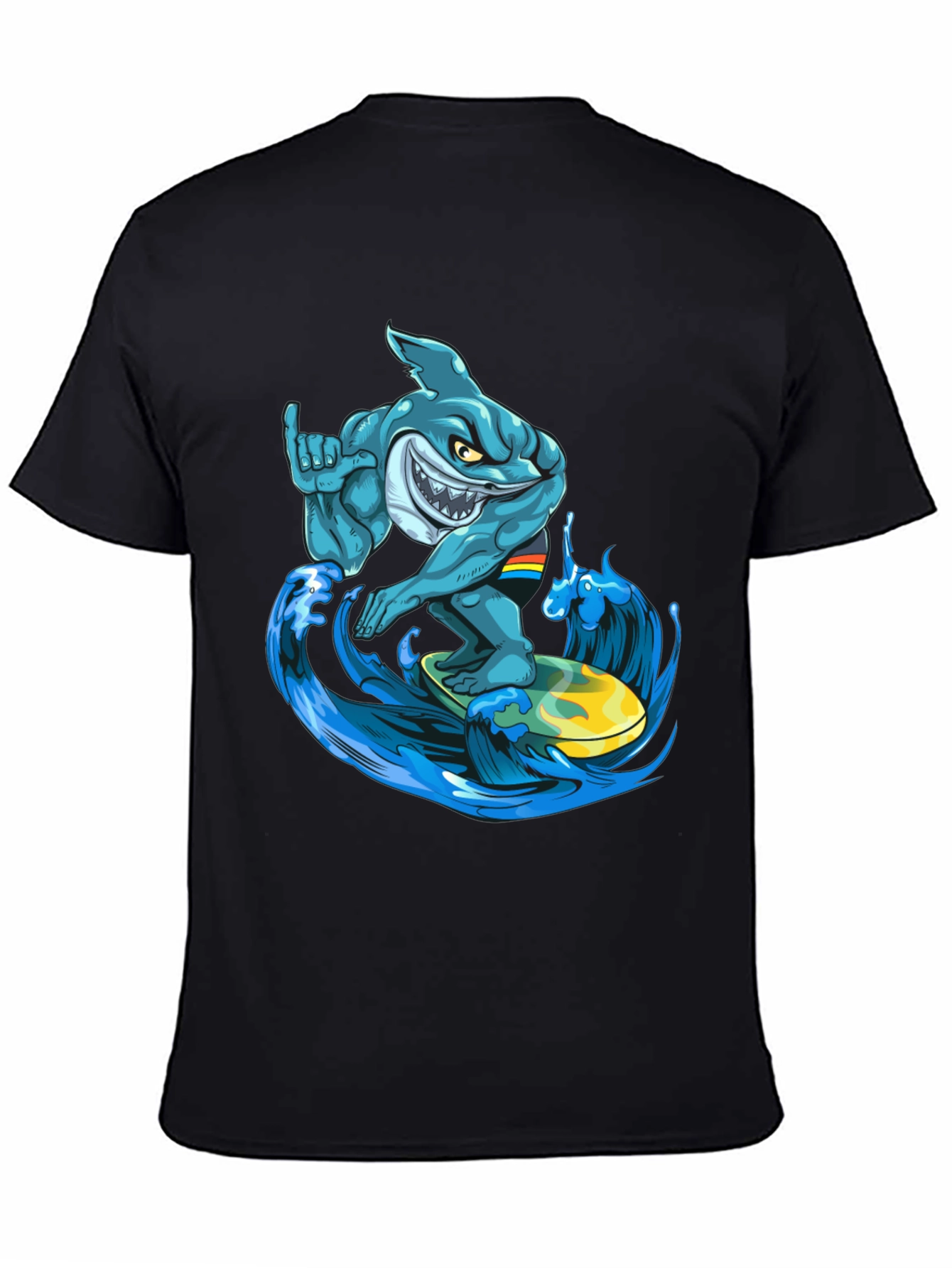 Surfing Shark Graphic T-Shirt - Cool Cartoon Design