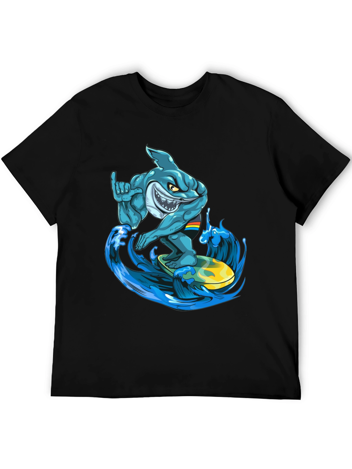 Surfing Shark Graphic T-Shirt - Cool Cartoon Design