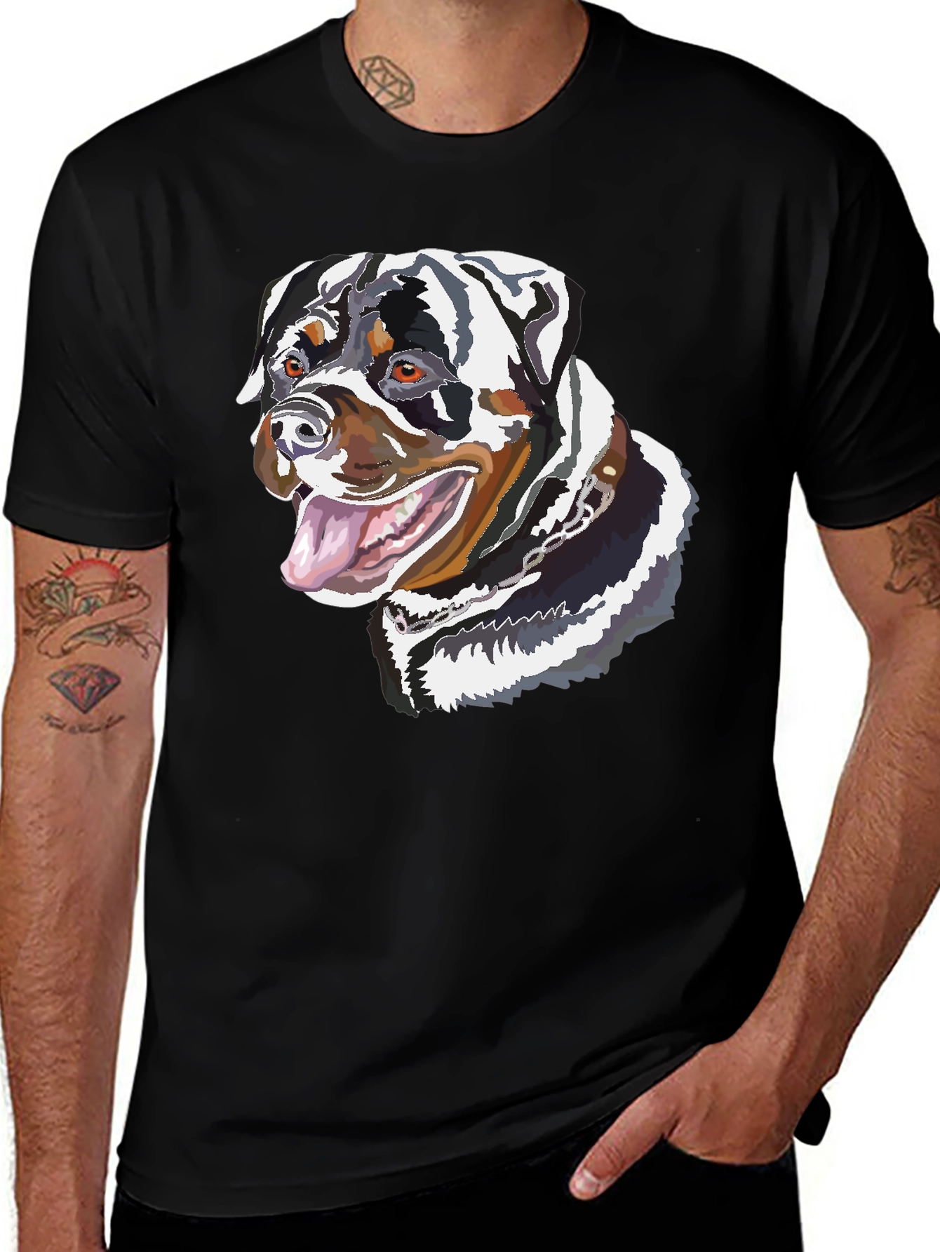 Rottweiler Dog Graphic Tee - Unisex Black T-Shirt