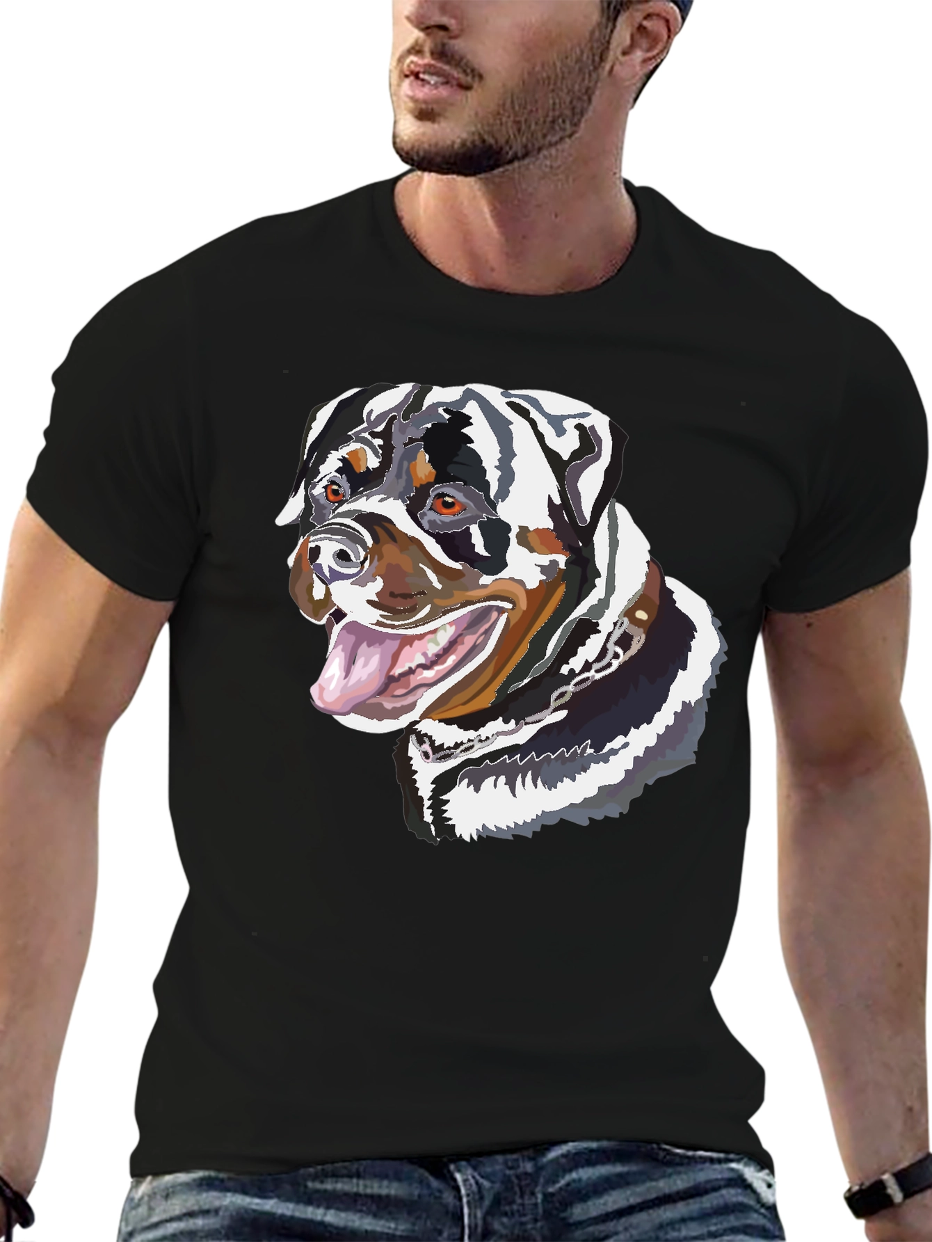 Rottweiler Dog Graphic Tee - Unisex Black T-Shirt