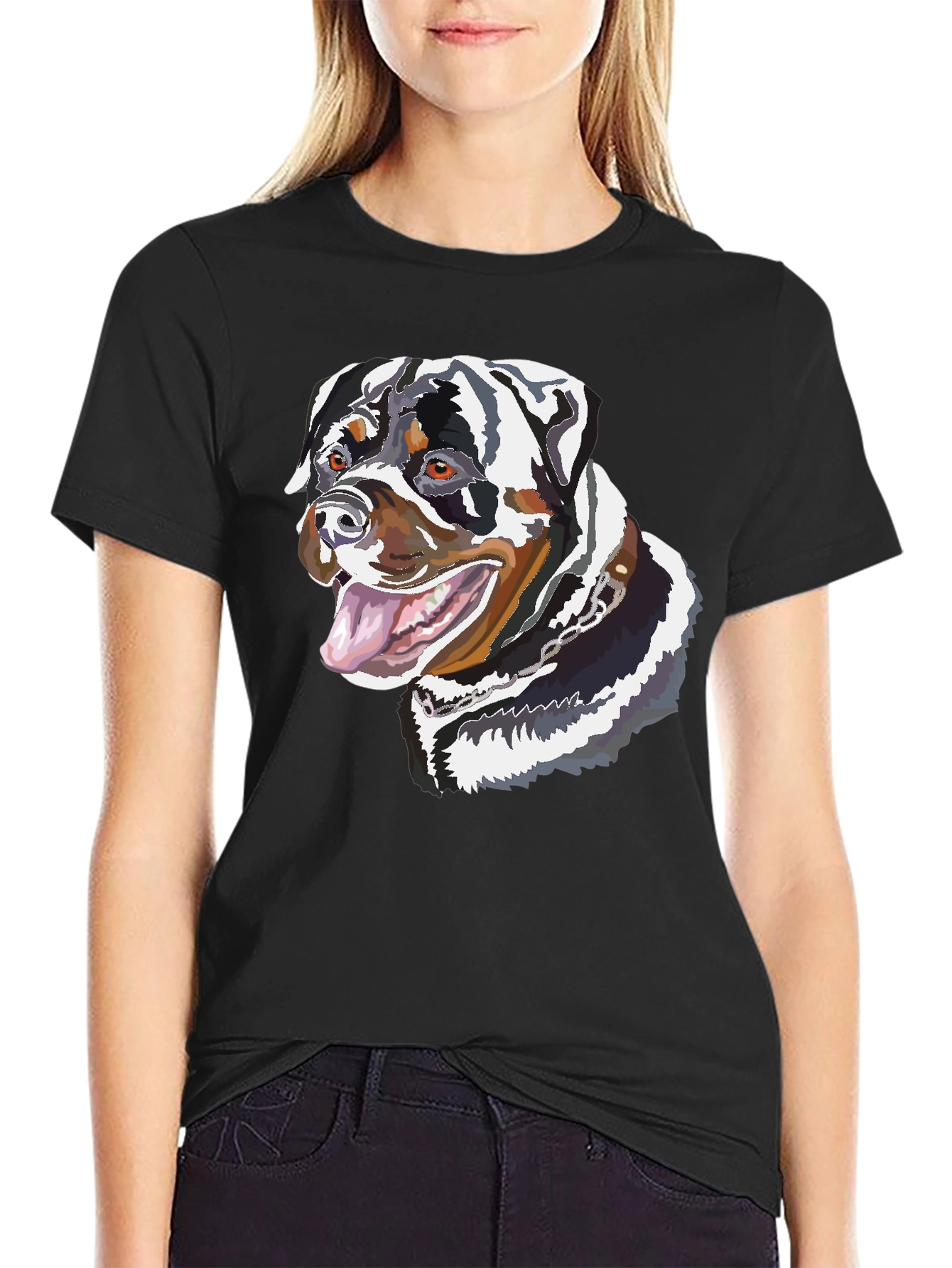 Rottweiler Dog Graphic Tee - Unisex Black T-Shirt