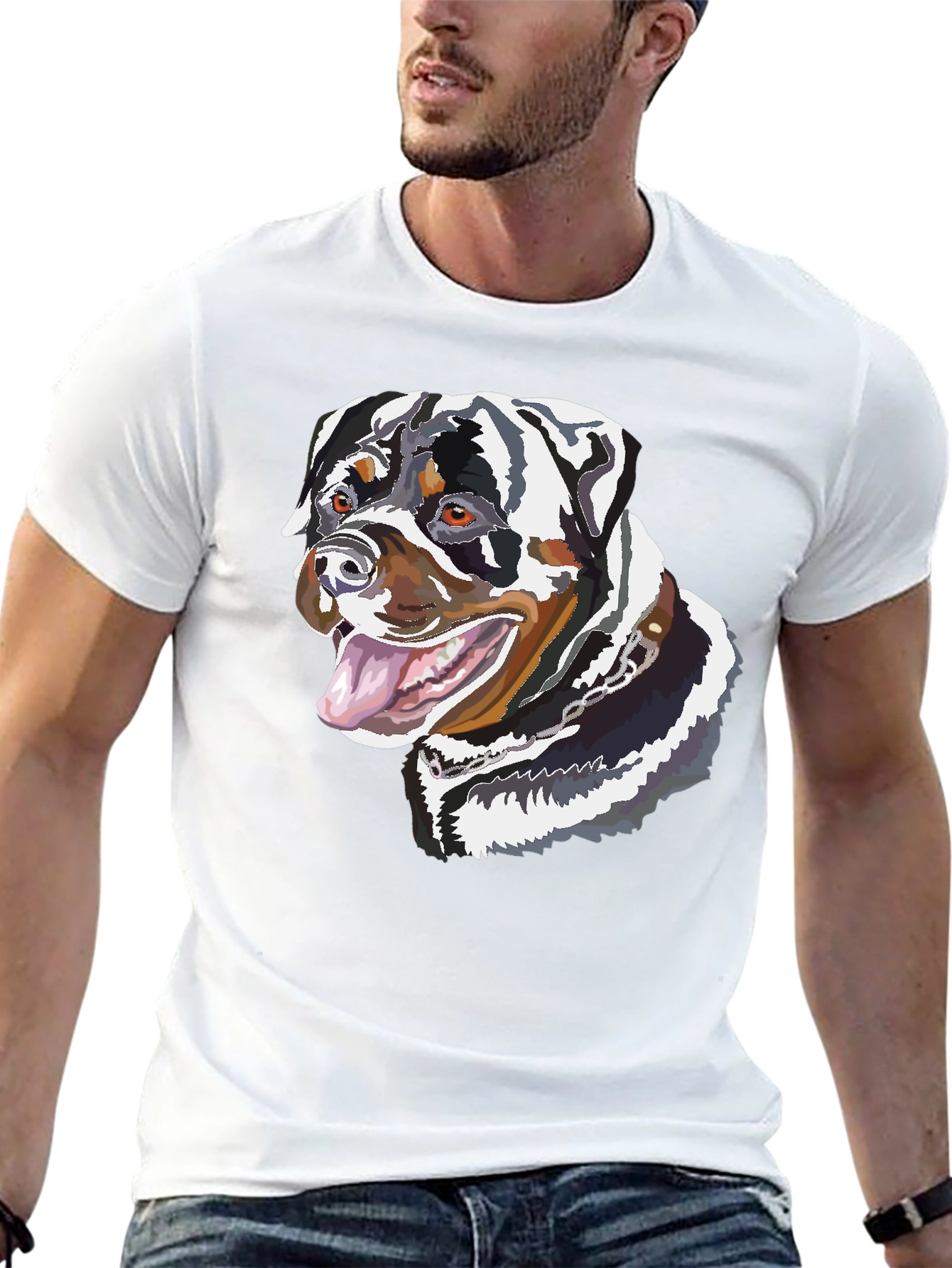 Rottweiler Dog Graphic Tee - Unisex Black T-Shirt