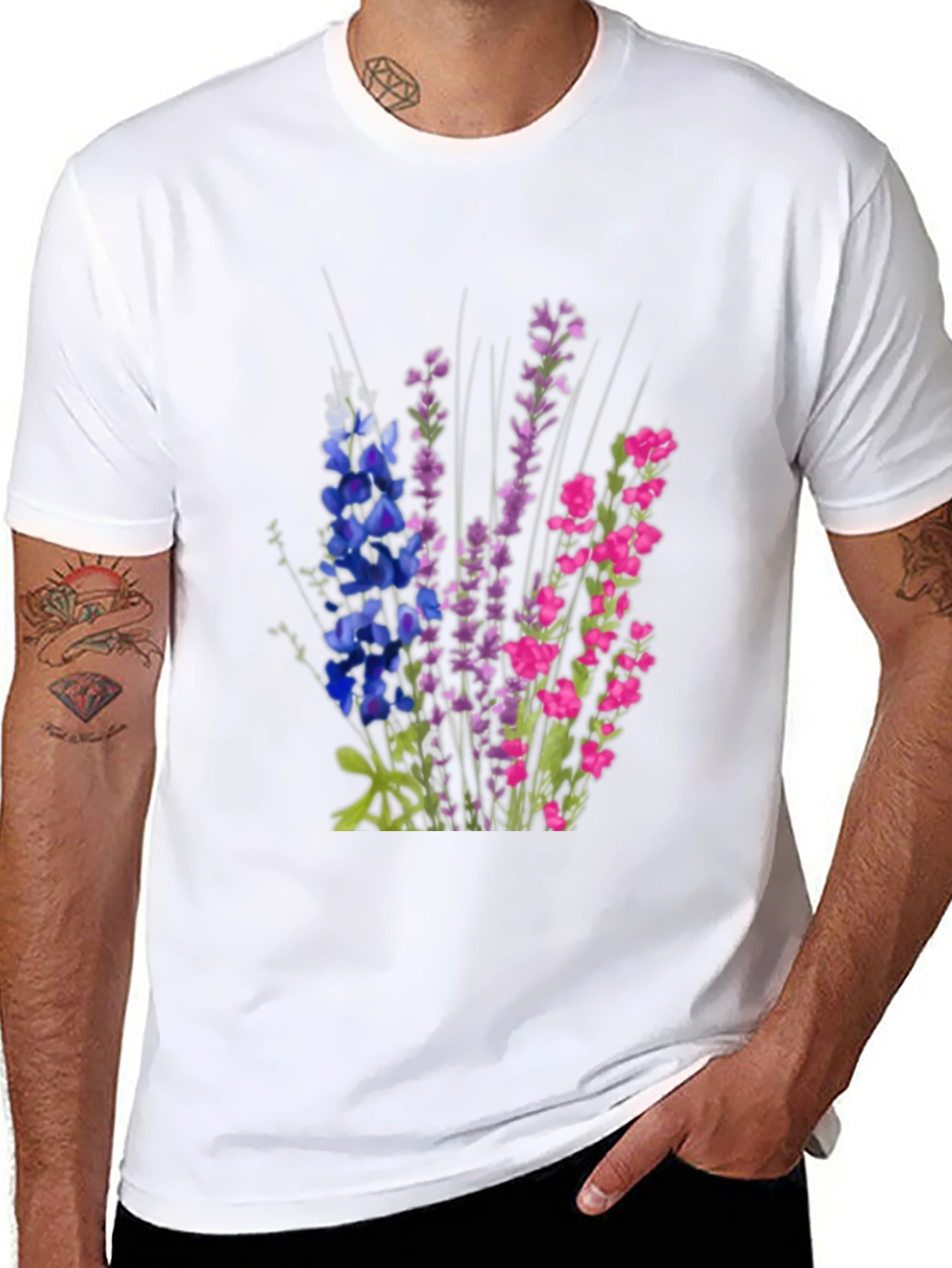 Floral Bouquet Graphic T-Shirt - Black