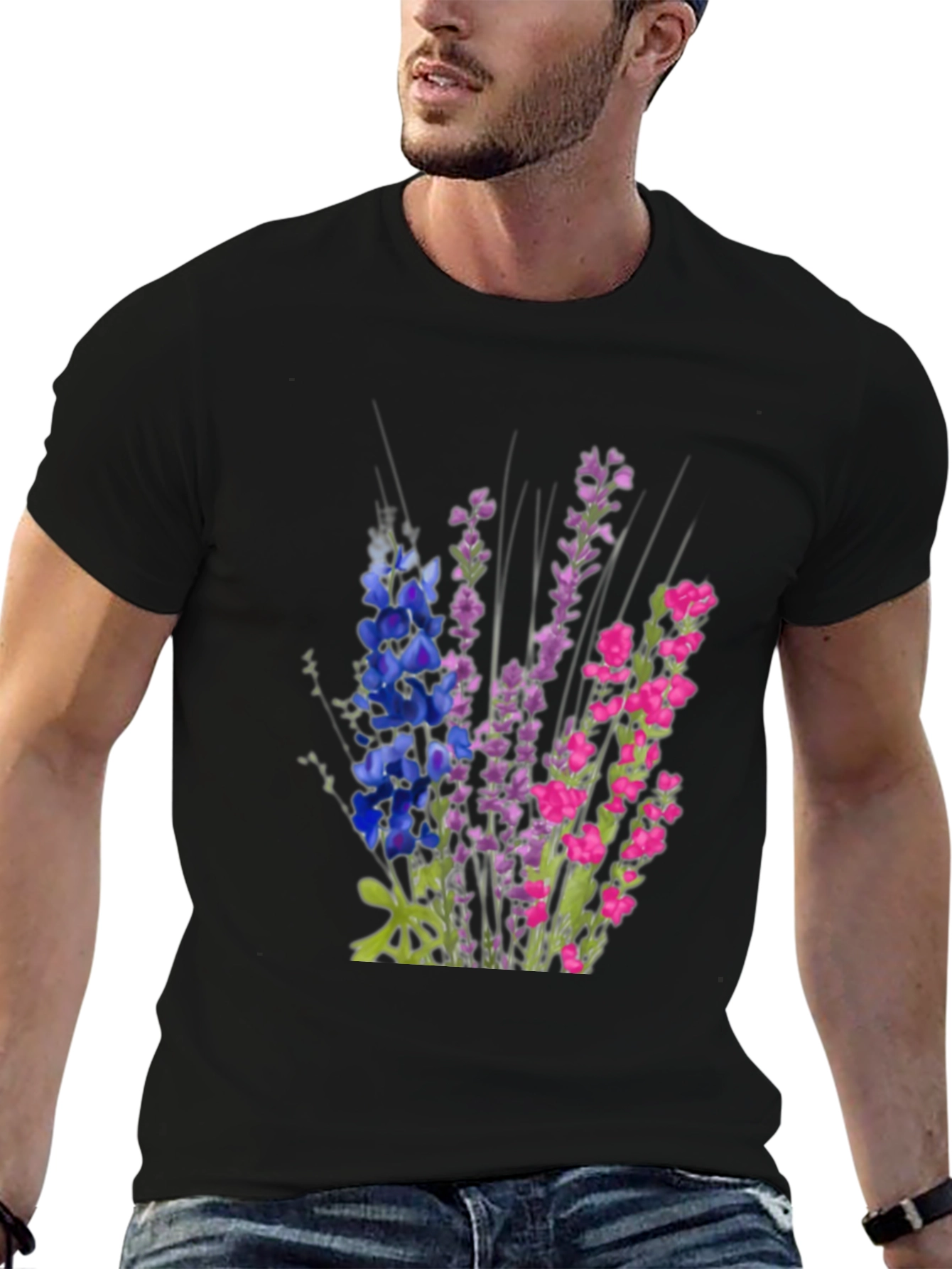 Floral Bouquet Graphic T-Shirt - Black