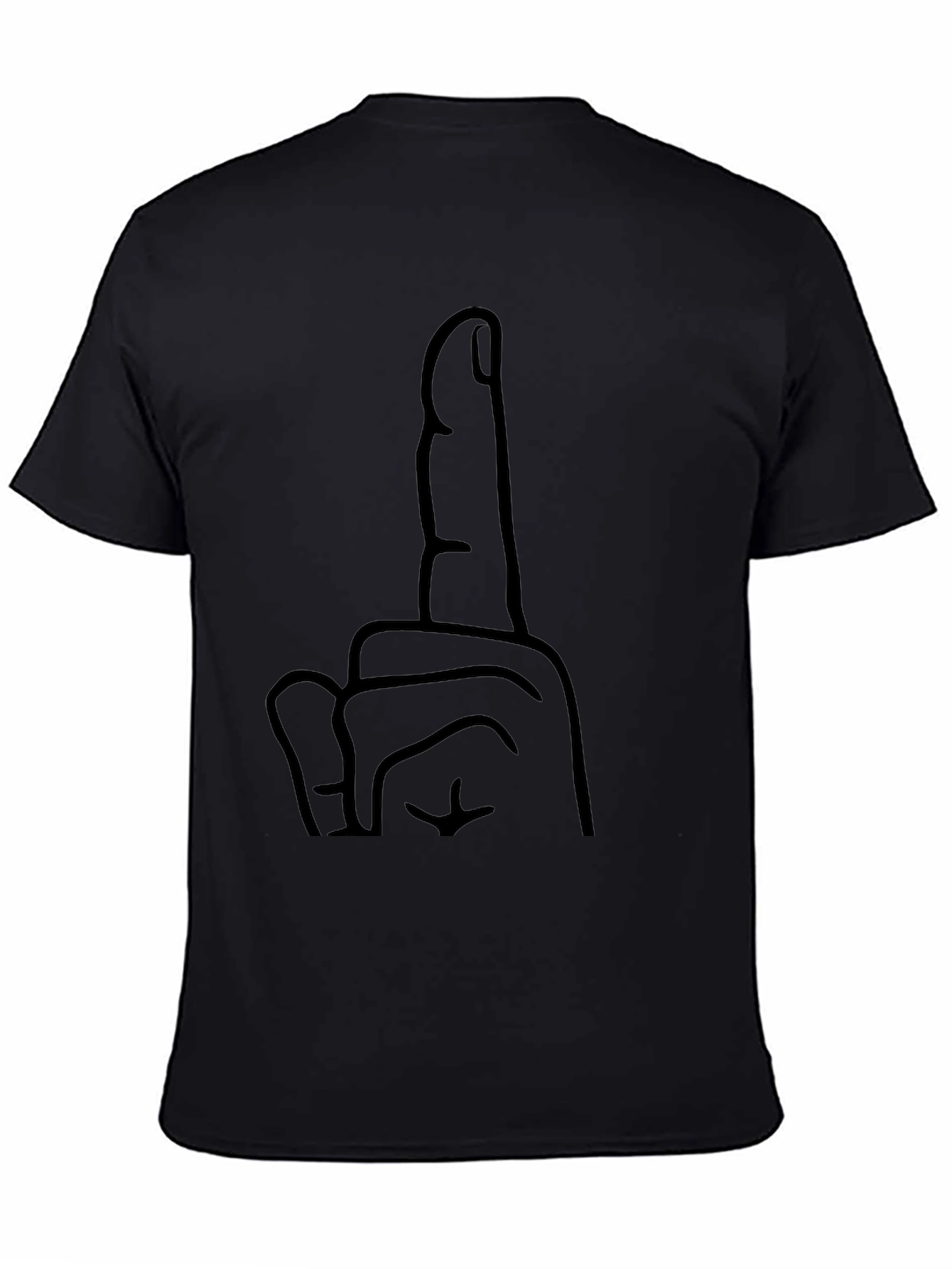 Black Graphic Tee - Middle Finger Gesture