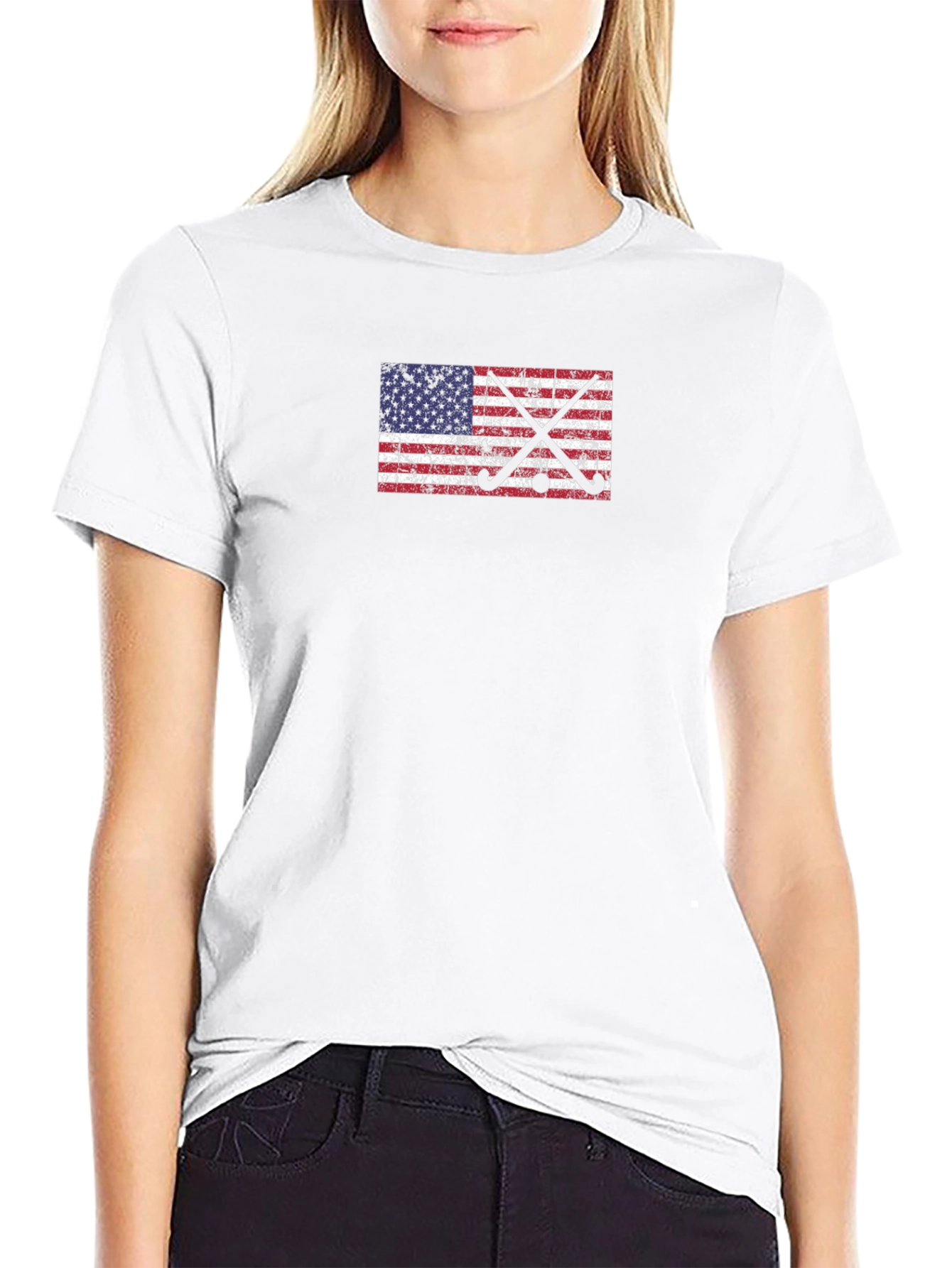 USA Flag Hockey Sticks Graphic Tee