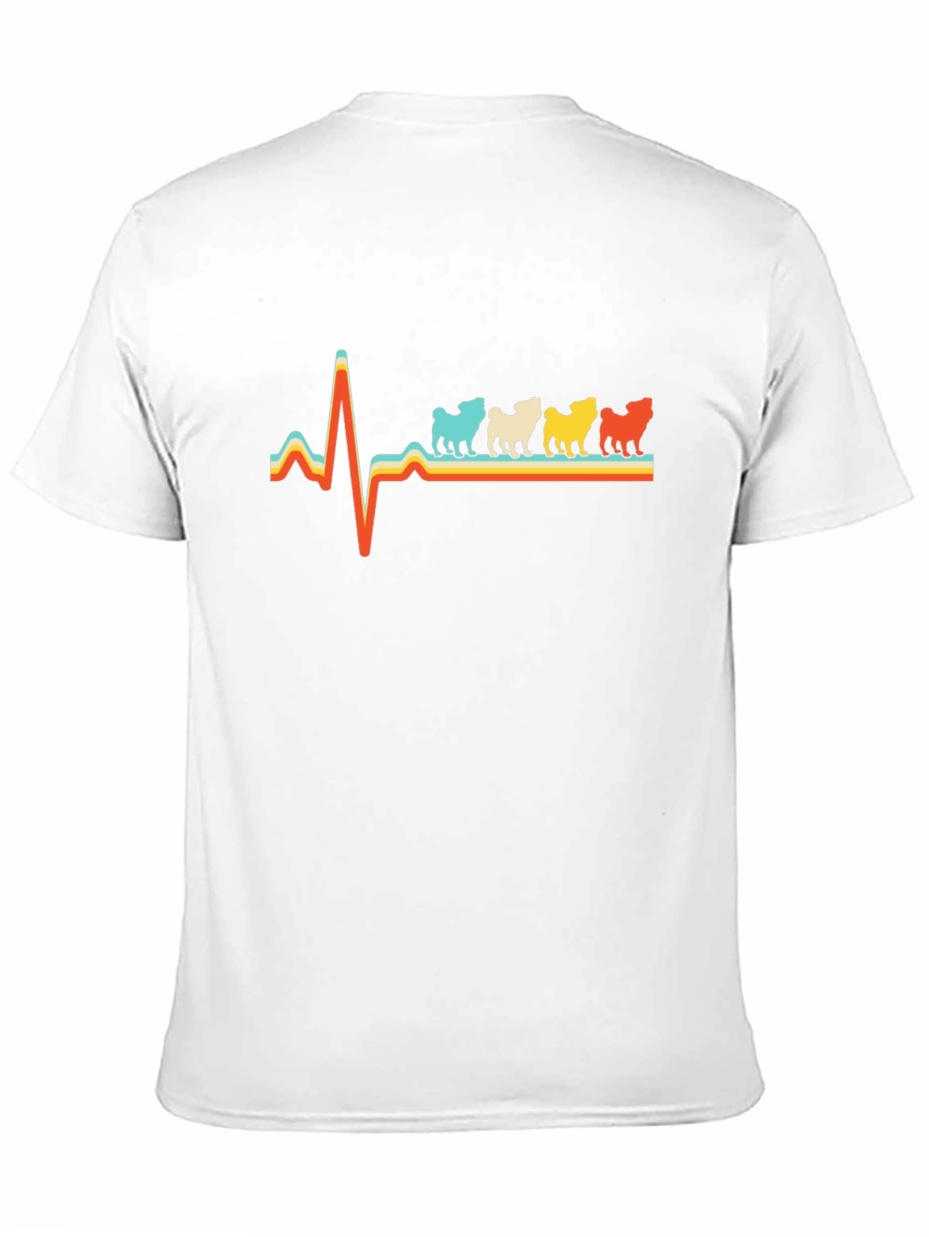 Pug Heartbeat Retro T-Shirt - Black