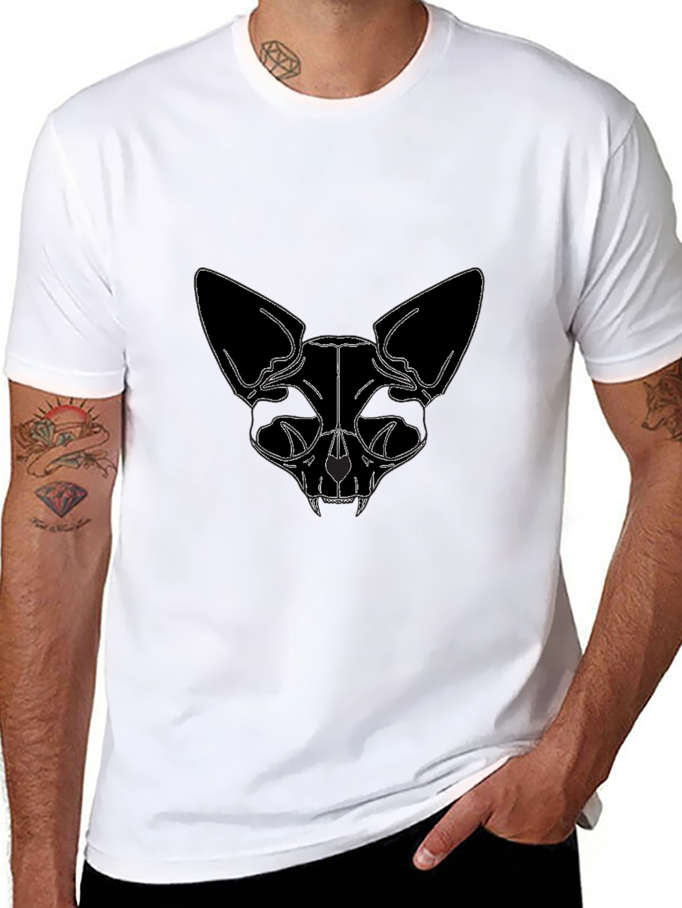 Black Cat Skull Graphic Tee