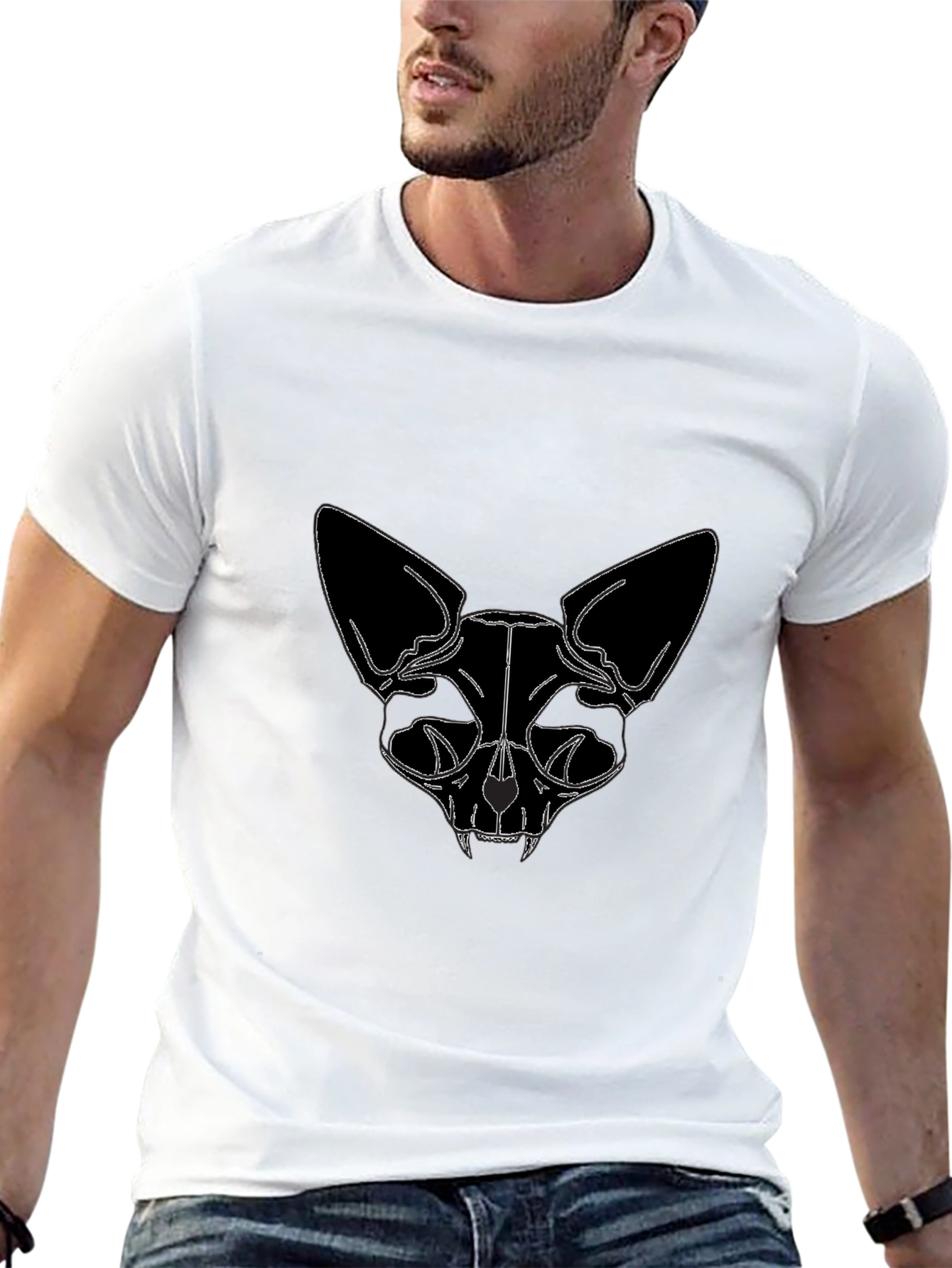 Black Cat Skull Graphic Tee