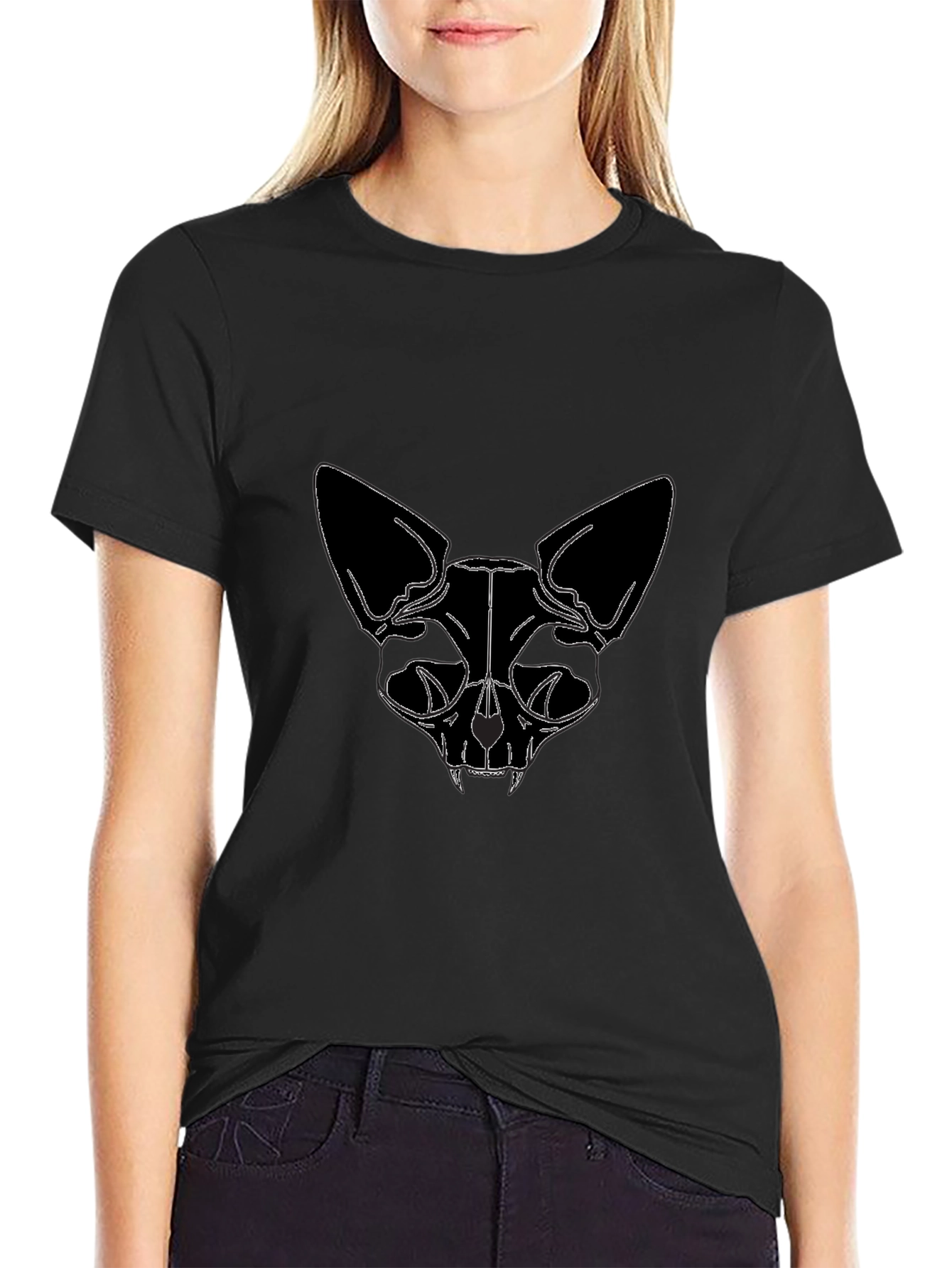 Black Cat Skull Graphic Tee