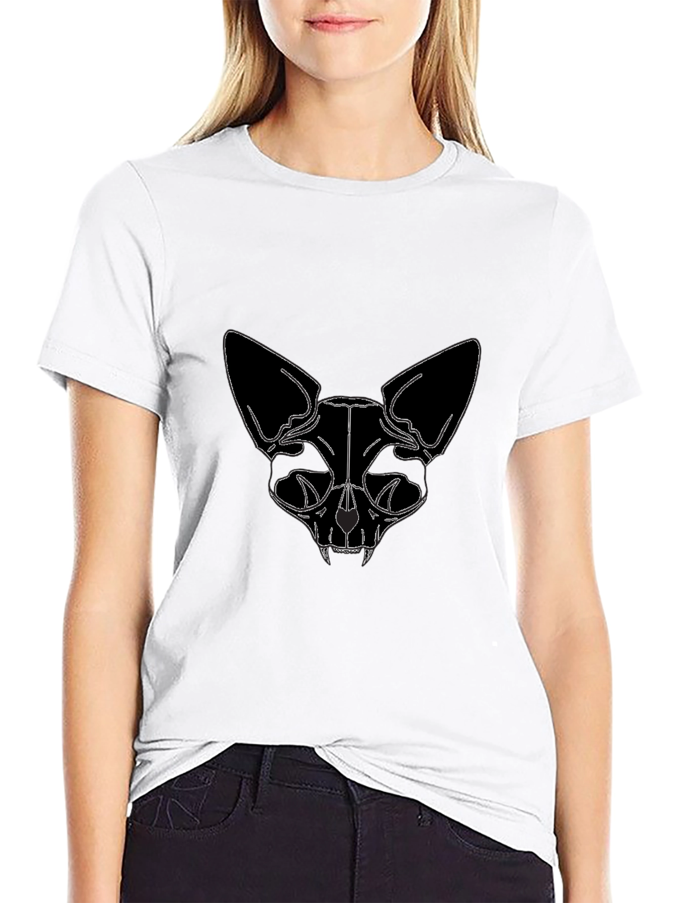 Black Cat Skull Graphic Tee