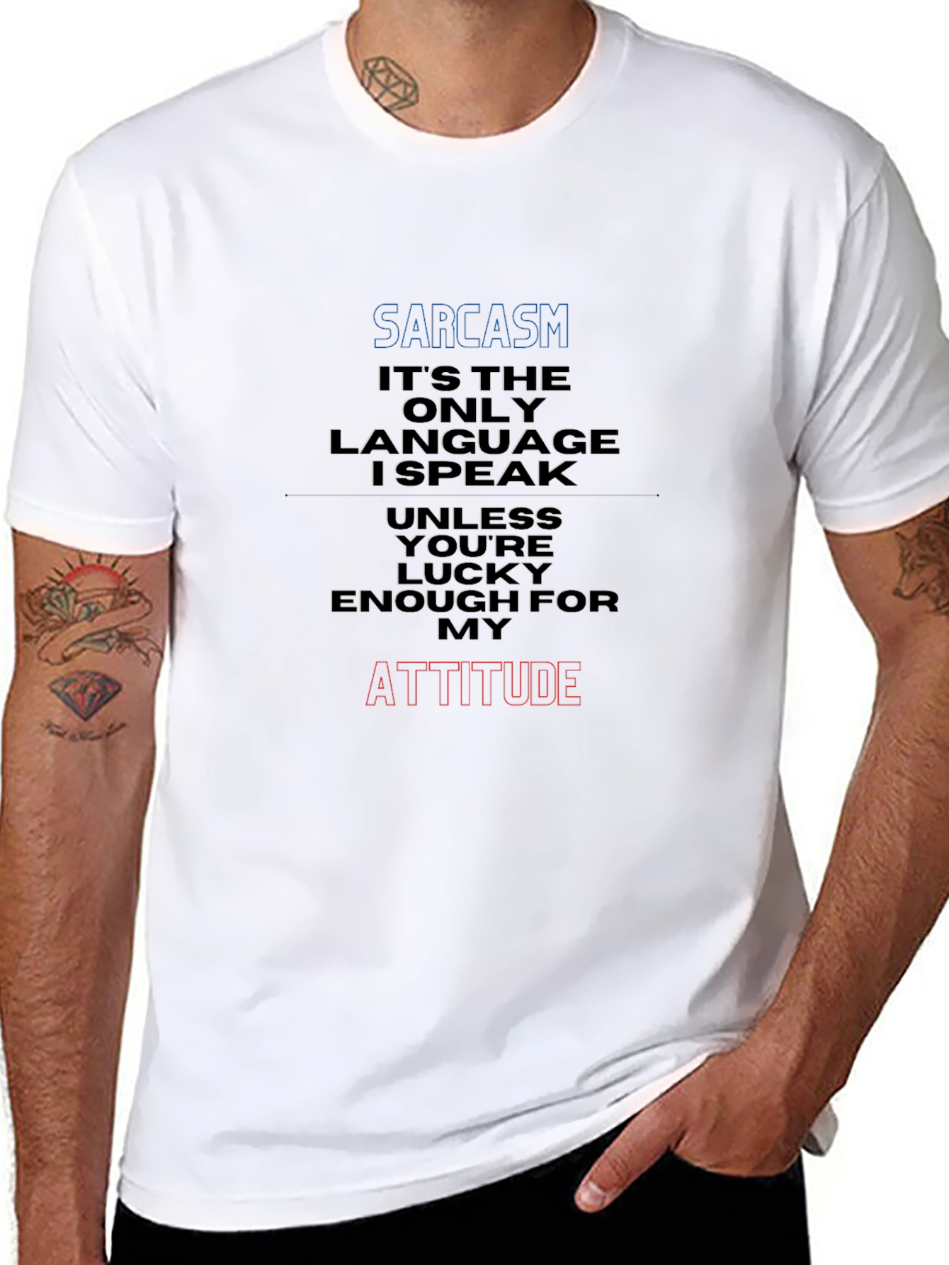 Sarcasm Attitude Graphic Tee - Black Cotton Blend