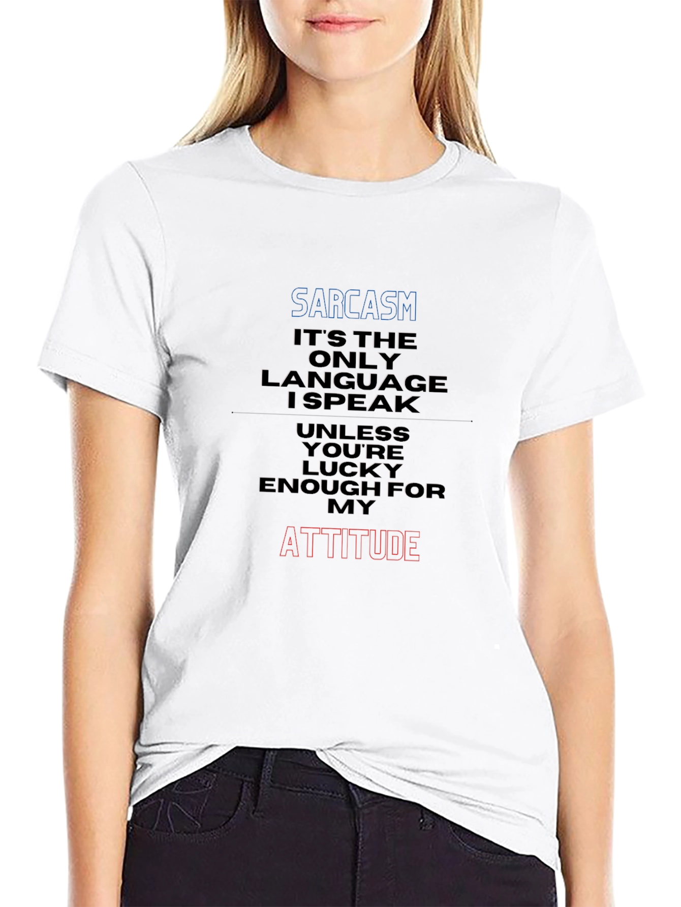 Sarcasm Attitude Graphic Tee - Black Cotton Blend