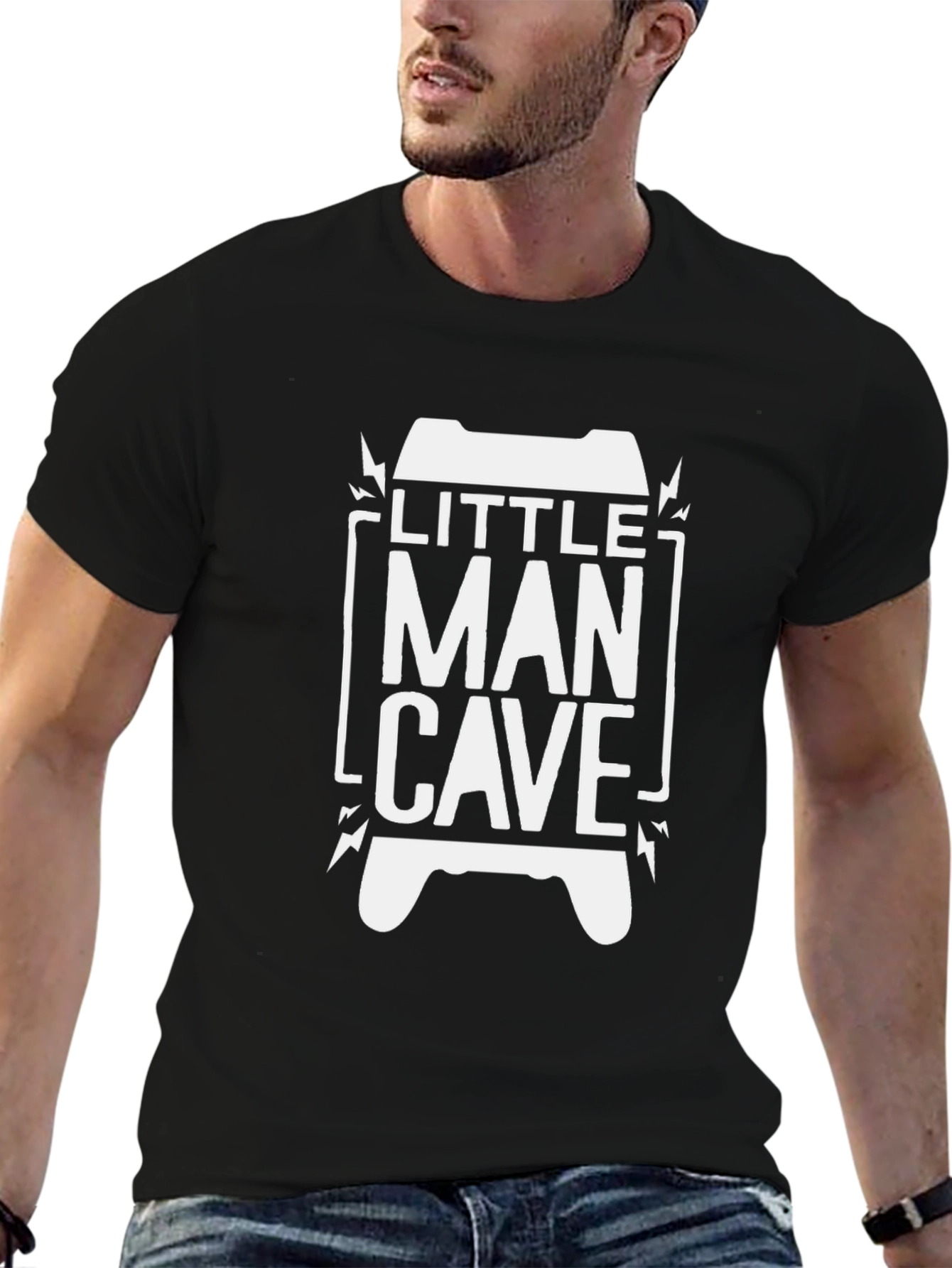 Little Man Cave Gamer T-Shirt - Black Cotton Tee