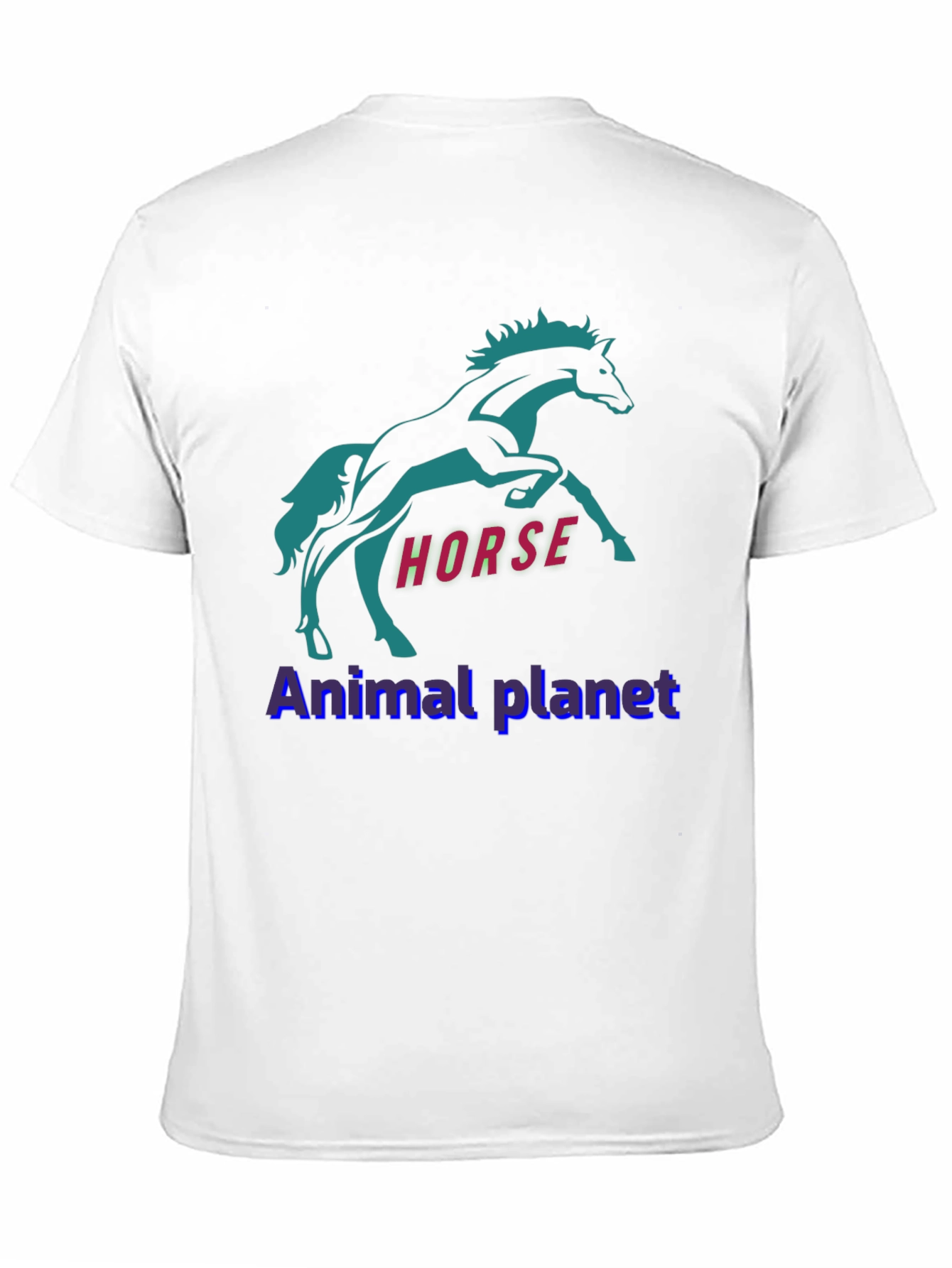 Horse Graphic Print T-Shirt Animal Planet Black