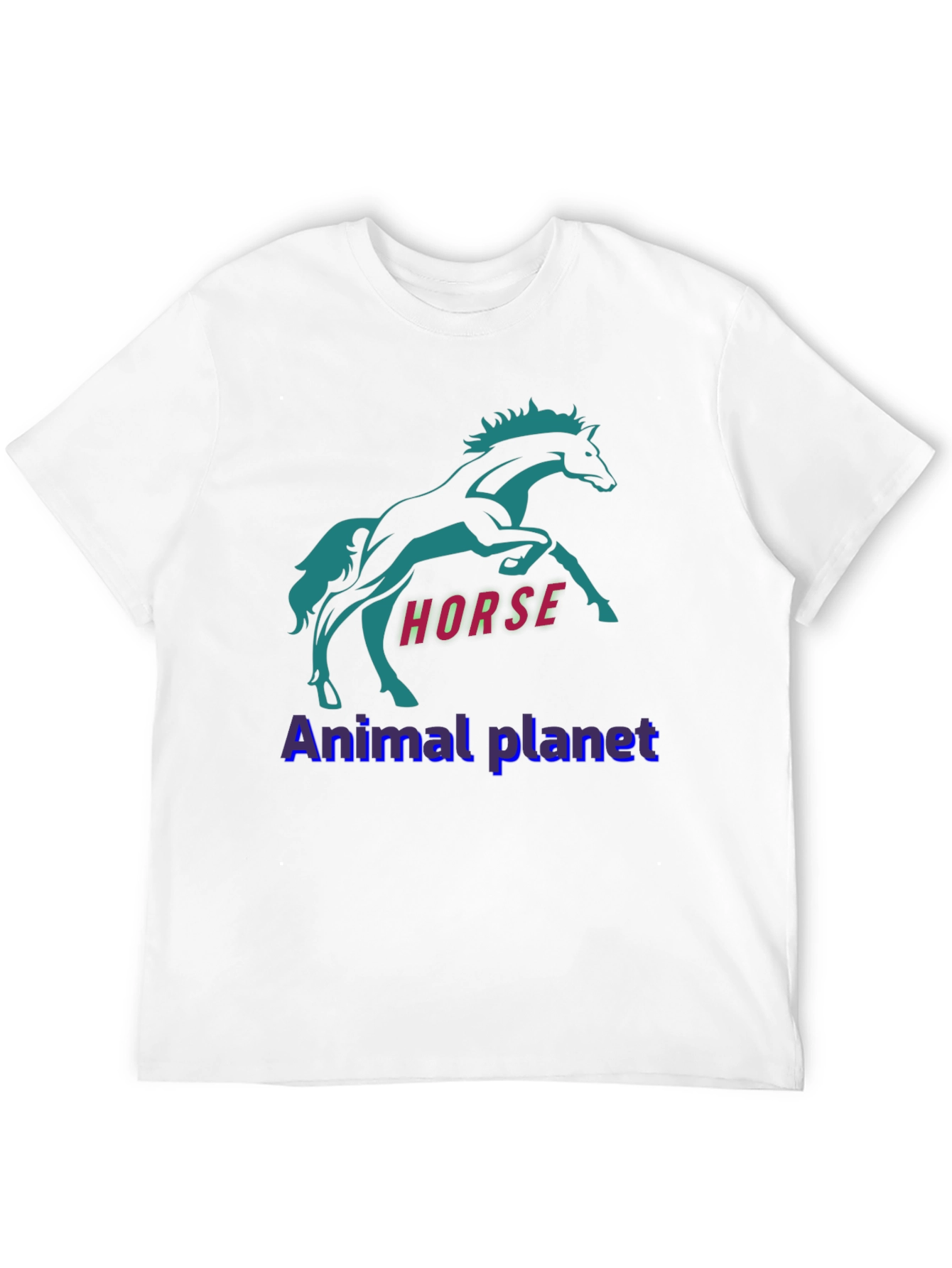 Horse Graphic Print T-Shirt Animal Planet Black