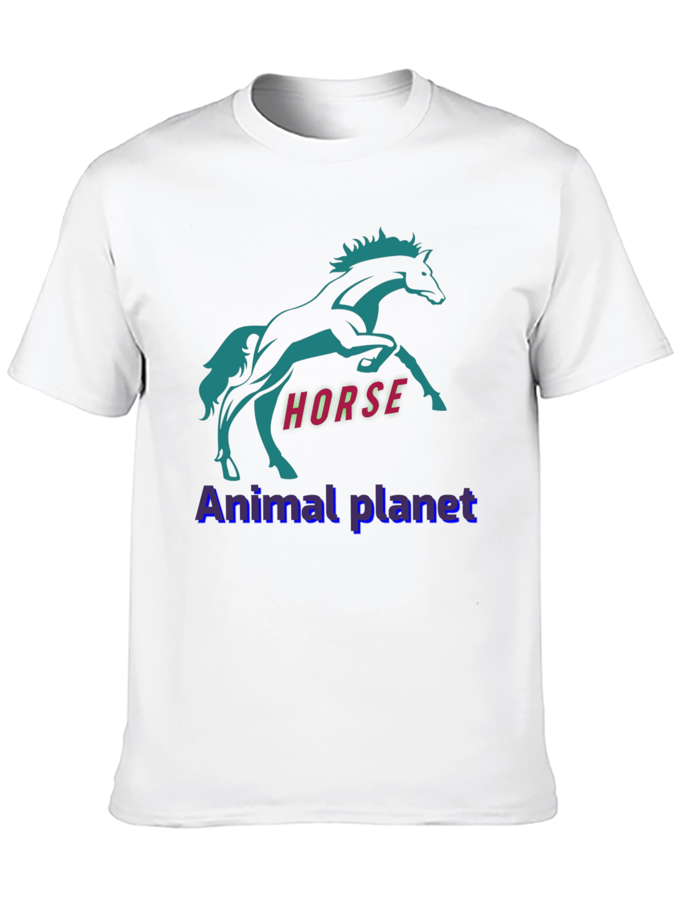 Horse Graphic Print T-Shirt Animal Planet Black