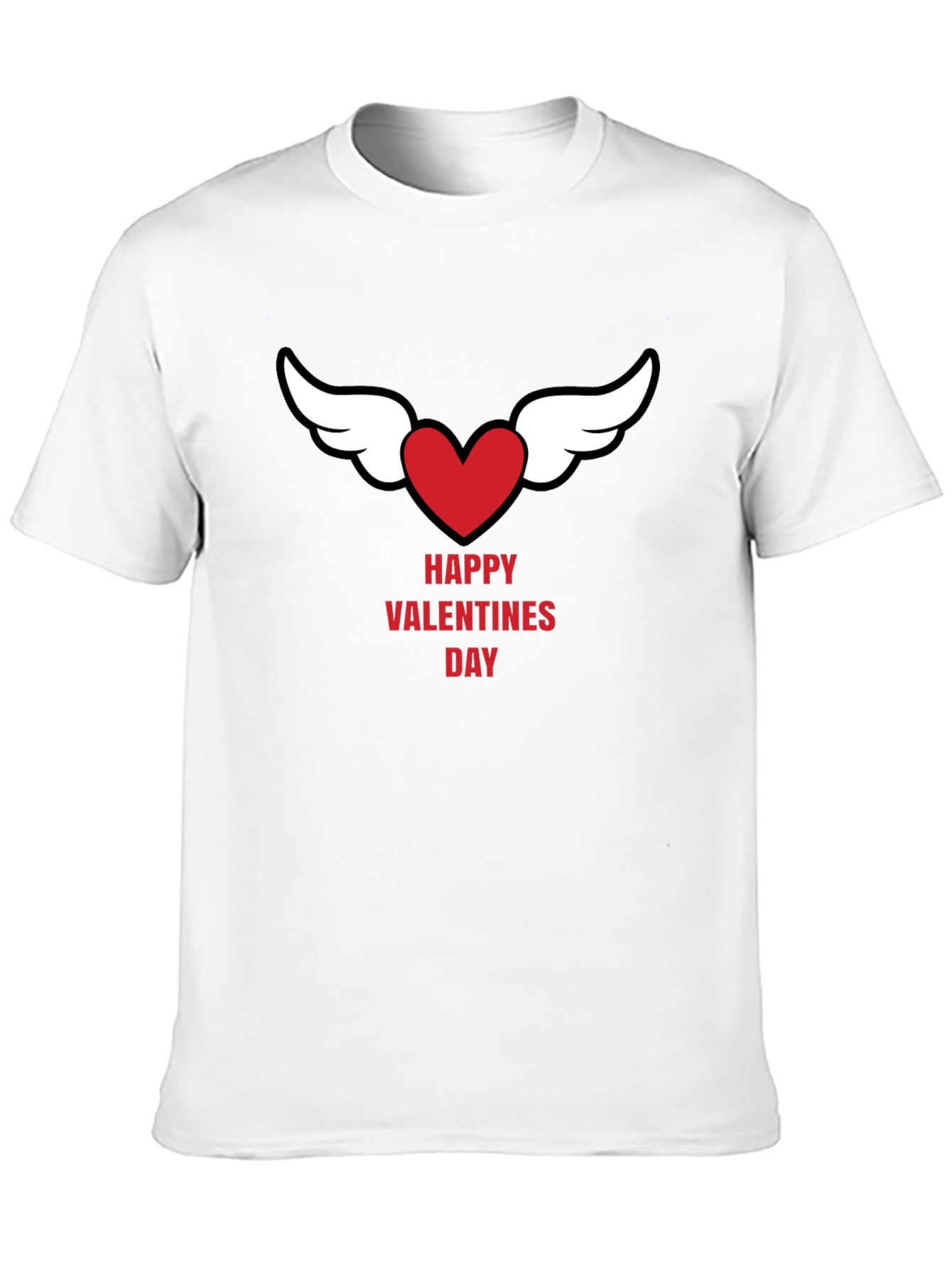 Happy Valentines Day Heart Wings Black T-Shirt